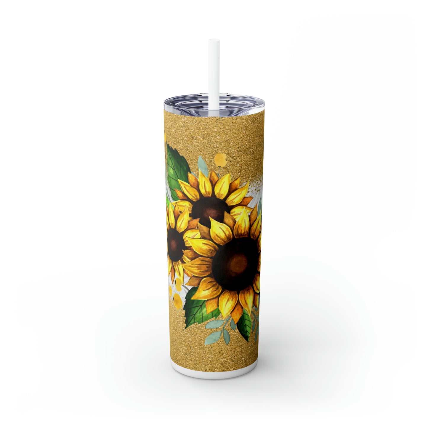 Skinny Tumbler with Straw, 20oz, Sunflower