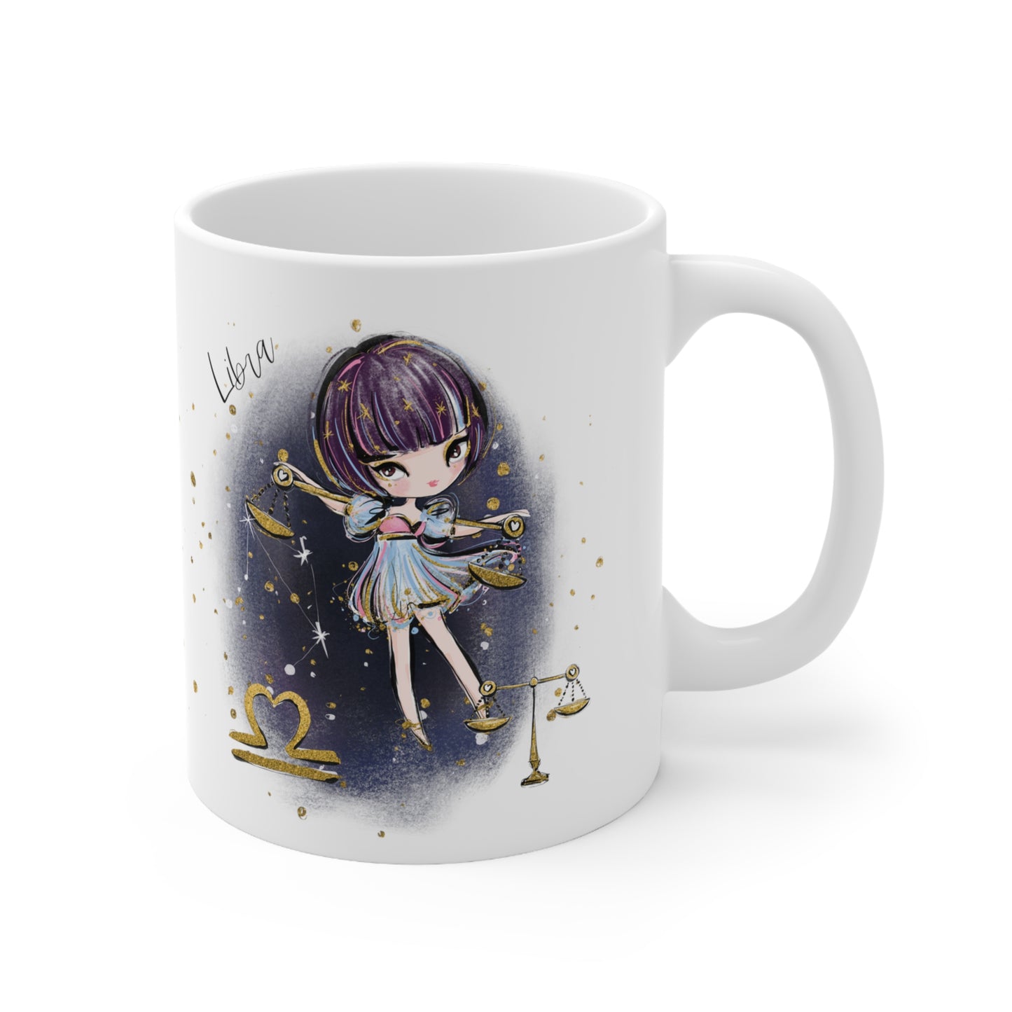 Personalised/Non Personalised Zodiac Sign, Libra, Ceramic Mug 11oz