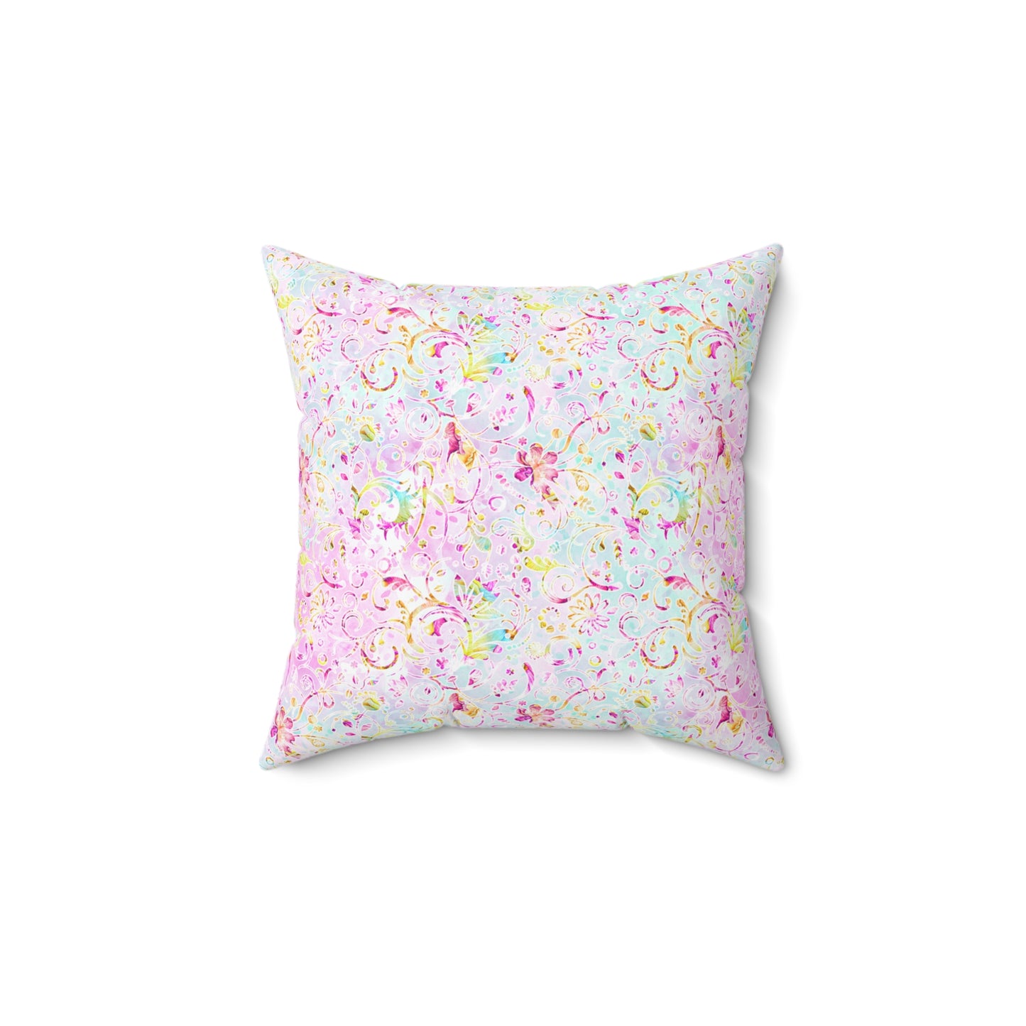 Spun Polyester Square Pillow, Floral Cushion