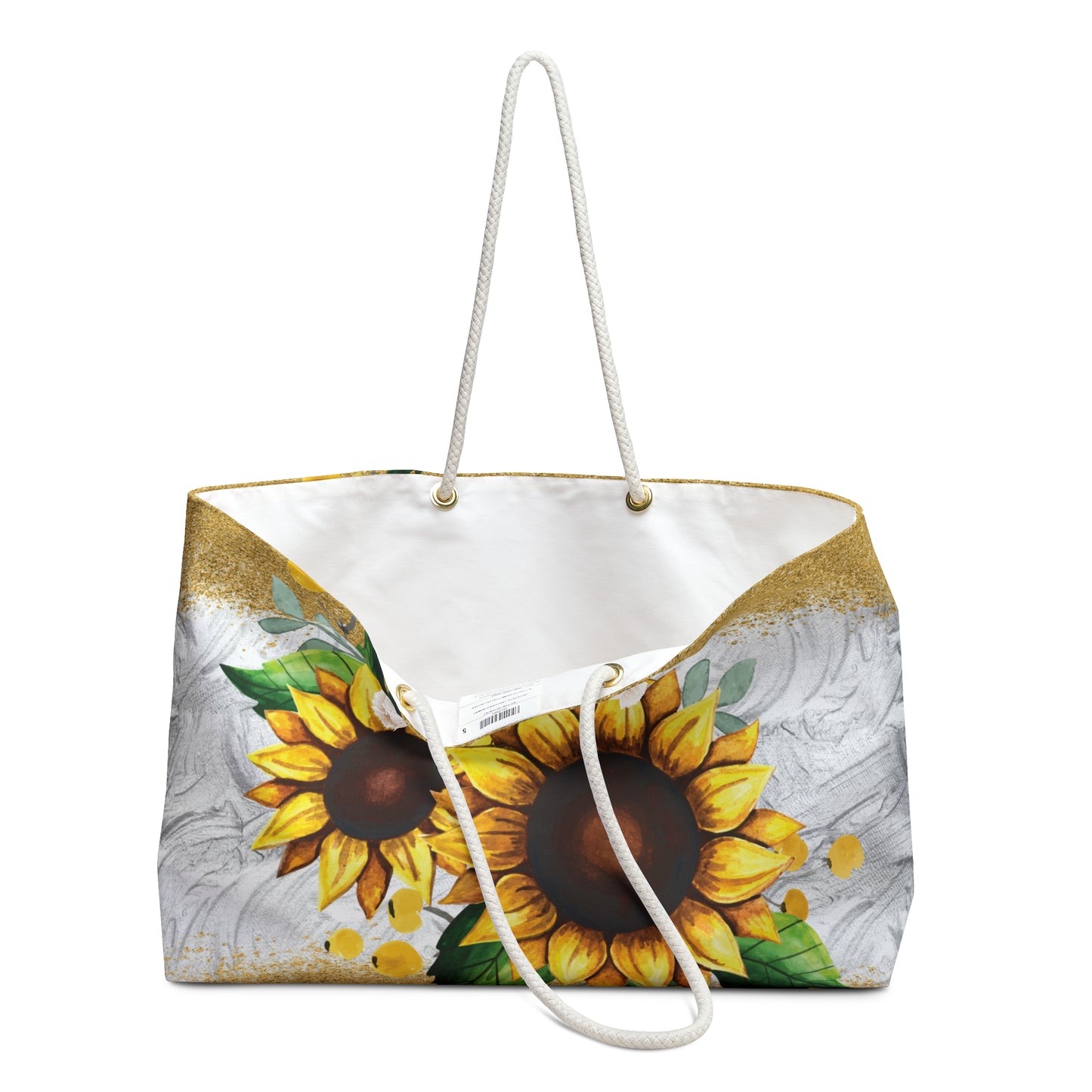 Personalised/Non-Personalised Weekender Bag, Sunflower, Large Weekender Bag, Beach Bag, Book Bag