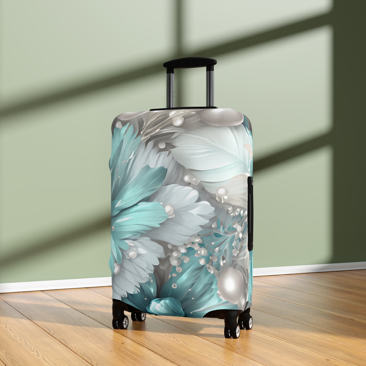 Luggage Cover, Turquoise Floral-2