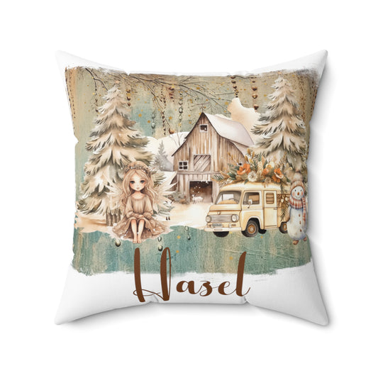 Personalised Boho Country Christmas Cushion, Polyester Square Cushion, Christmas cushion