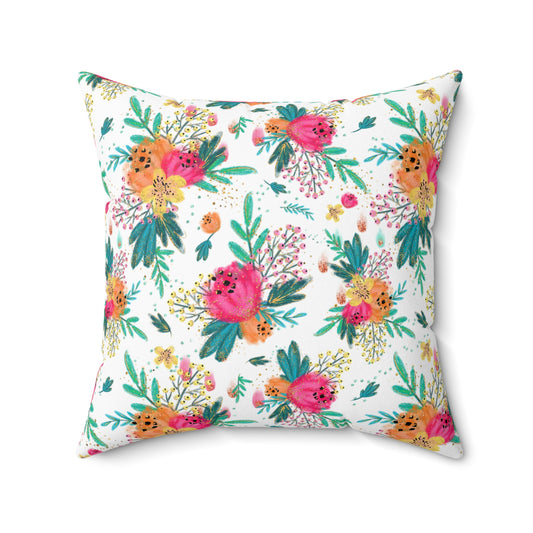 Spun Polyester Square Pillow, Australian Floral Cushion