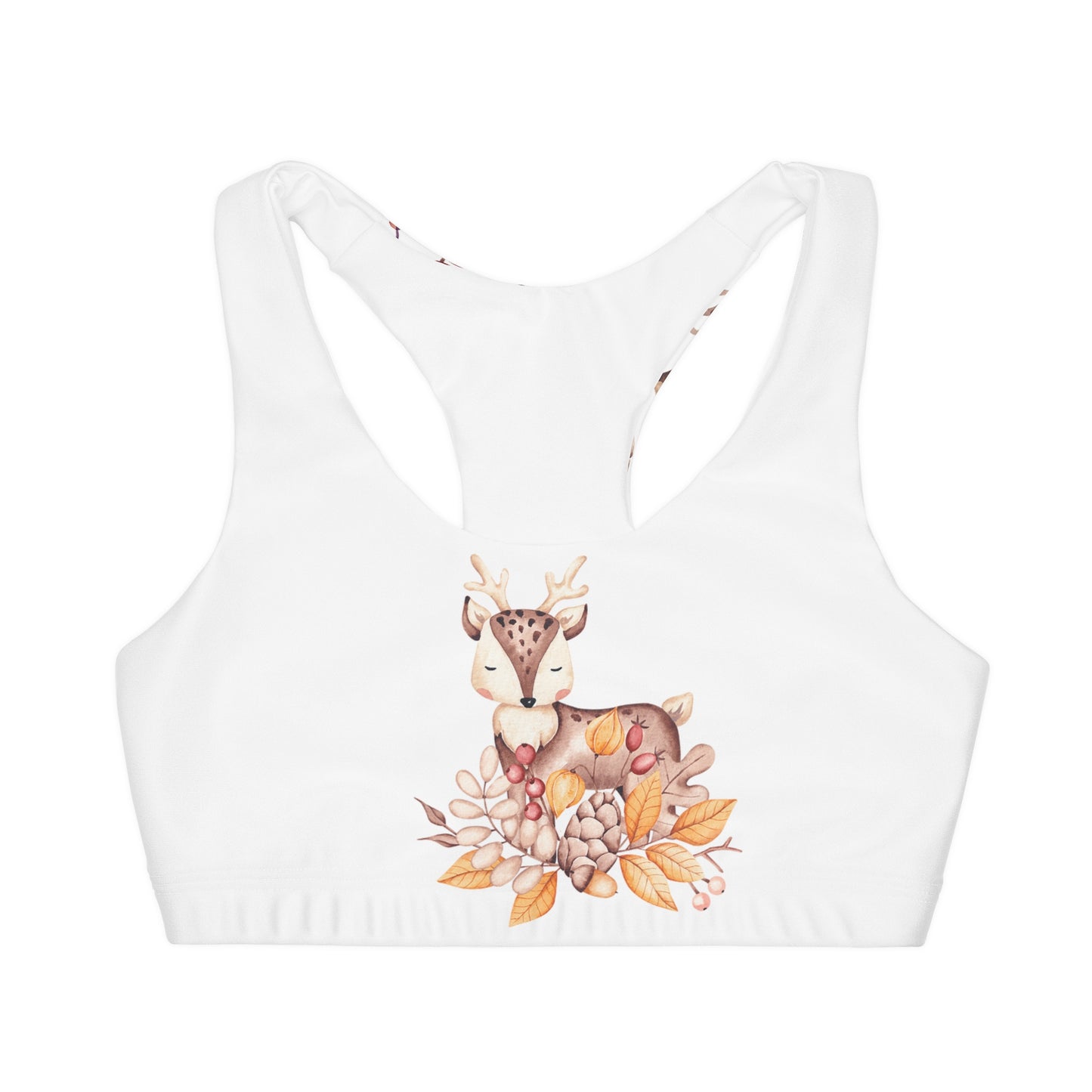 Girls' Double Lined Seamless Sports Bra, Deer Design