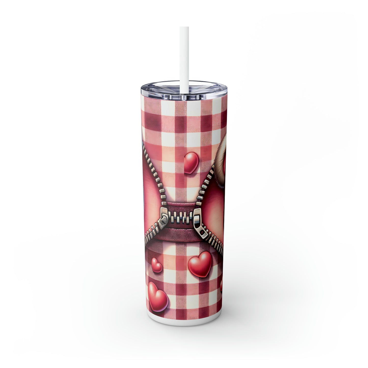 Skinny Tumbler with Straw, 20oz, Bear, Valentines Day, awd-804