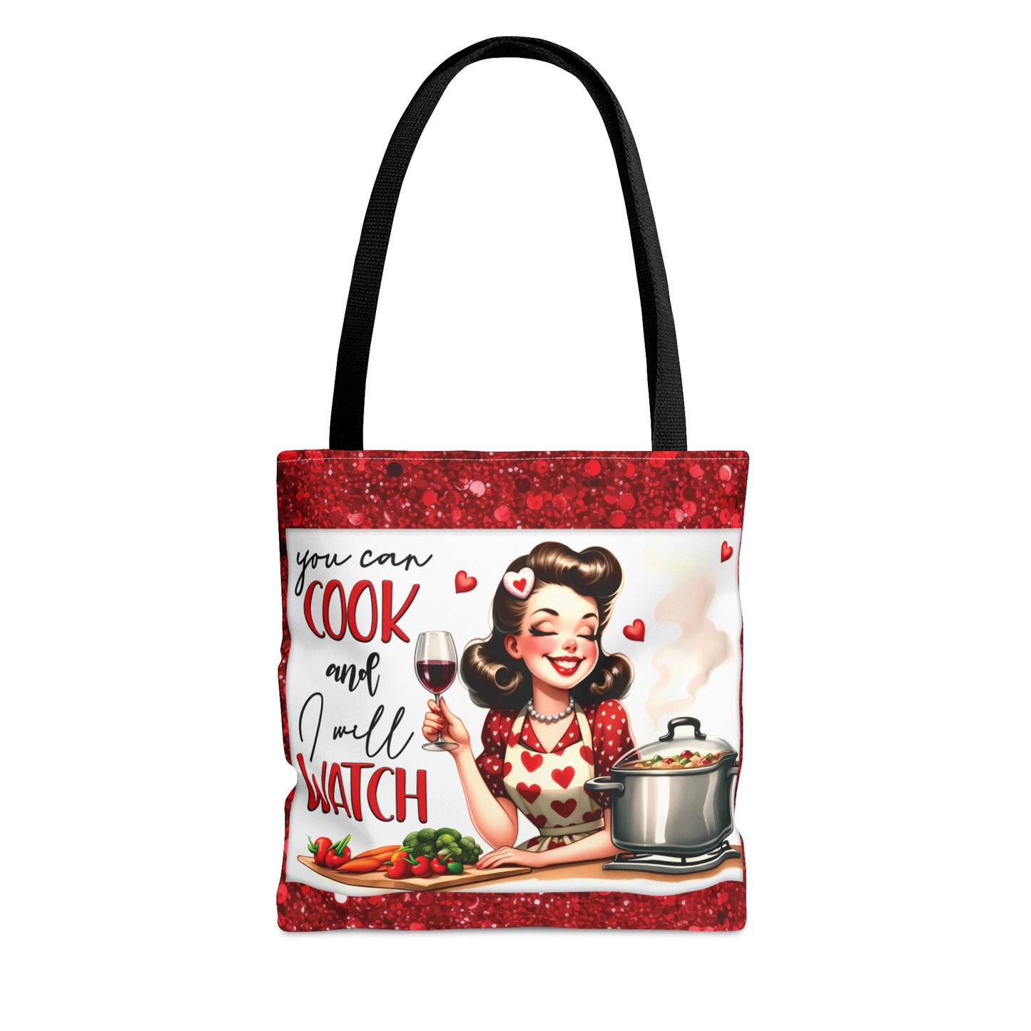 Tote Bag, Retro, You can cook and I will Watch