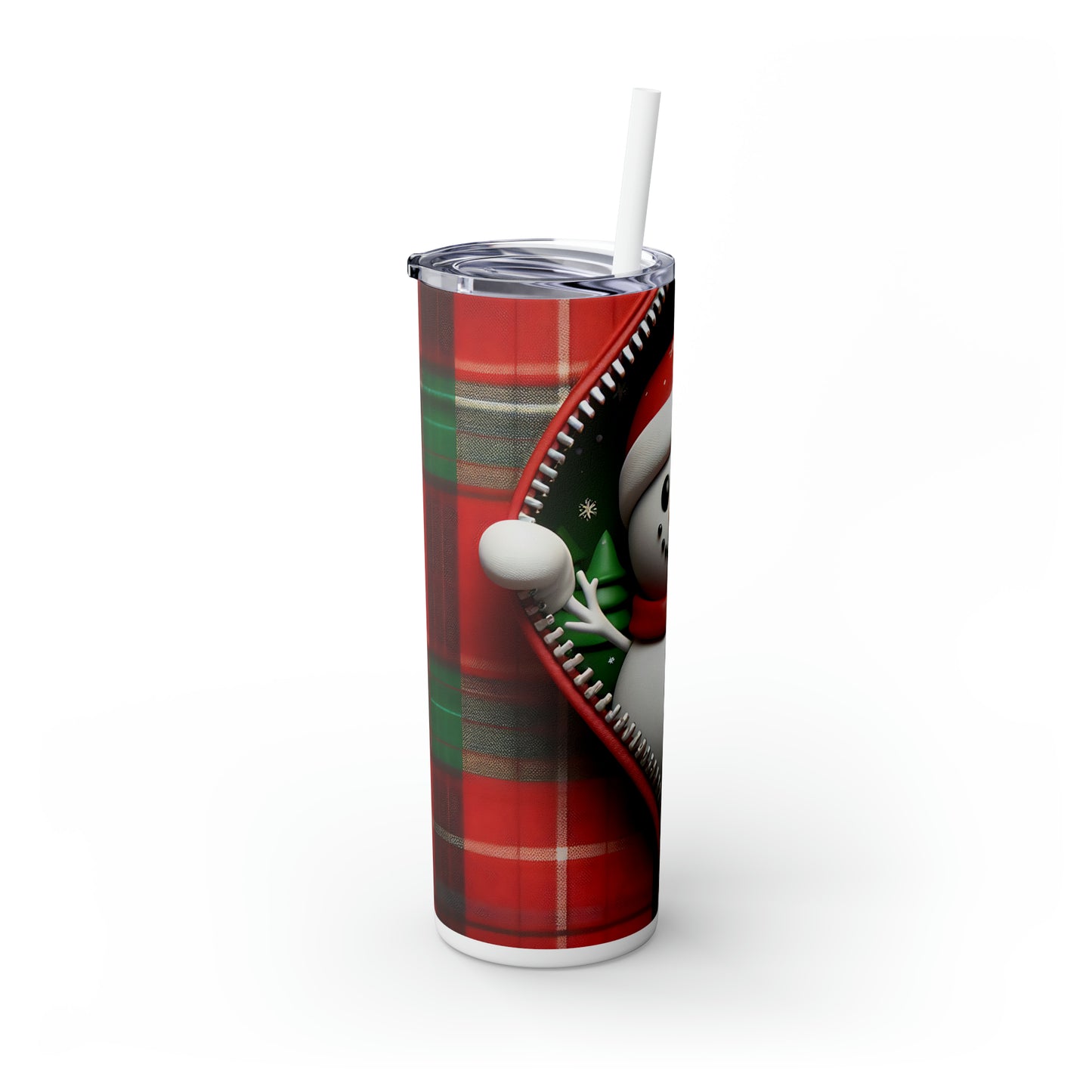 Skinny Tumbler with Straw, 20oz, Snowman