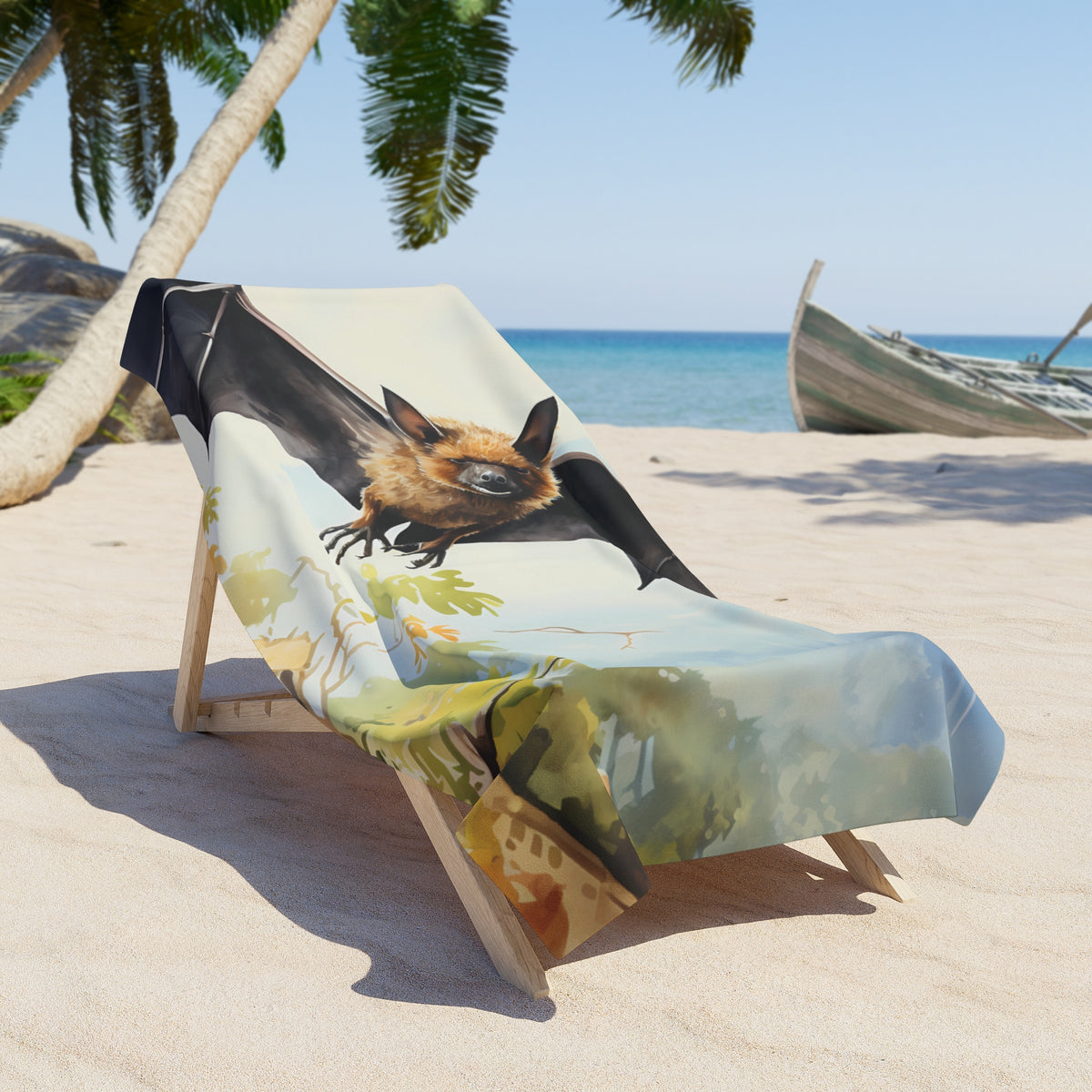 Beach Towel, Australian Animals, Bat, Polycotton Towel, 2 sizes Available