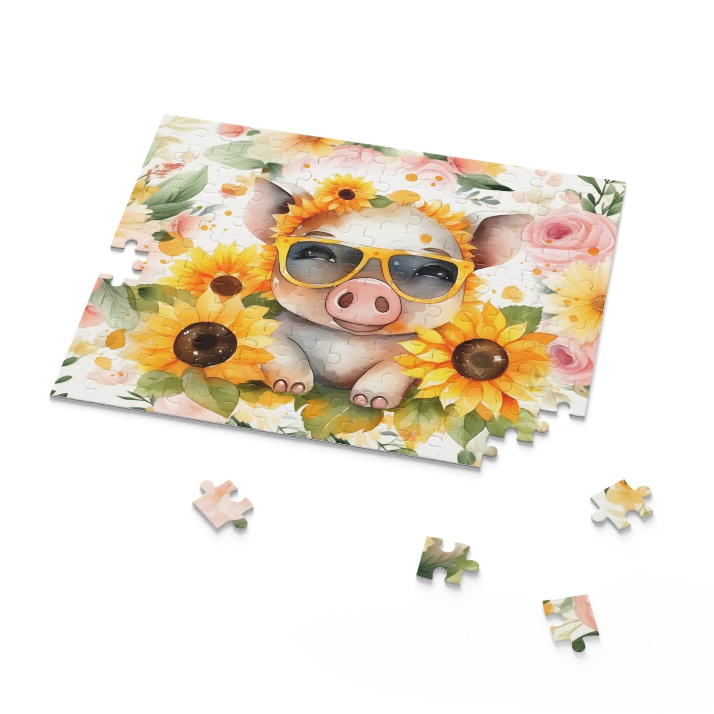 Puzzle, Pig, Sunflowers (120, 252, 500-Piece) awd-657