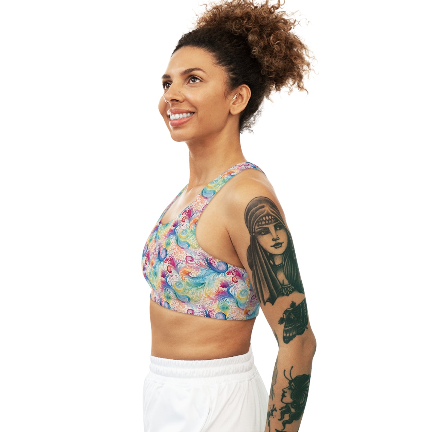 Seamless Sports Bra, Rainbow Paisley