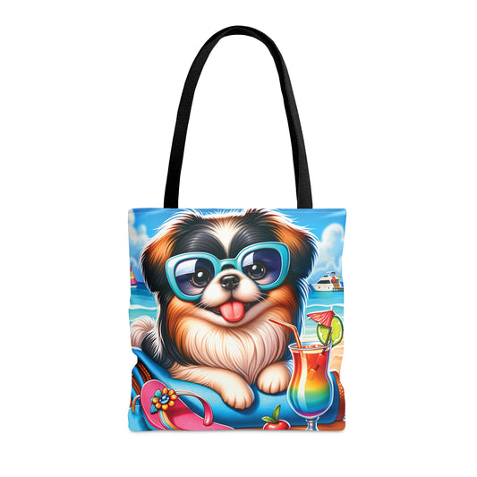 Tote Bag, Dog on Beach, Pekinese, Tote bag,  awd-1230