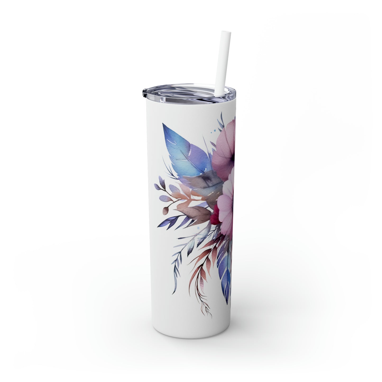 Skinny Tumbler with Straw, 20oz, Boho Floral