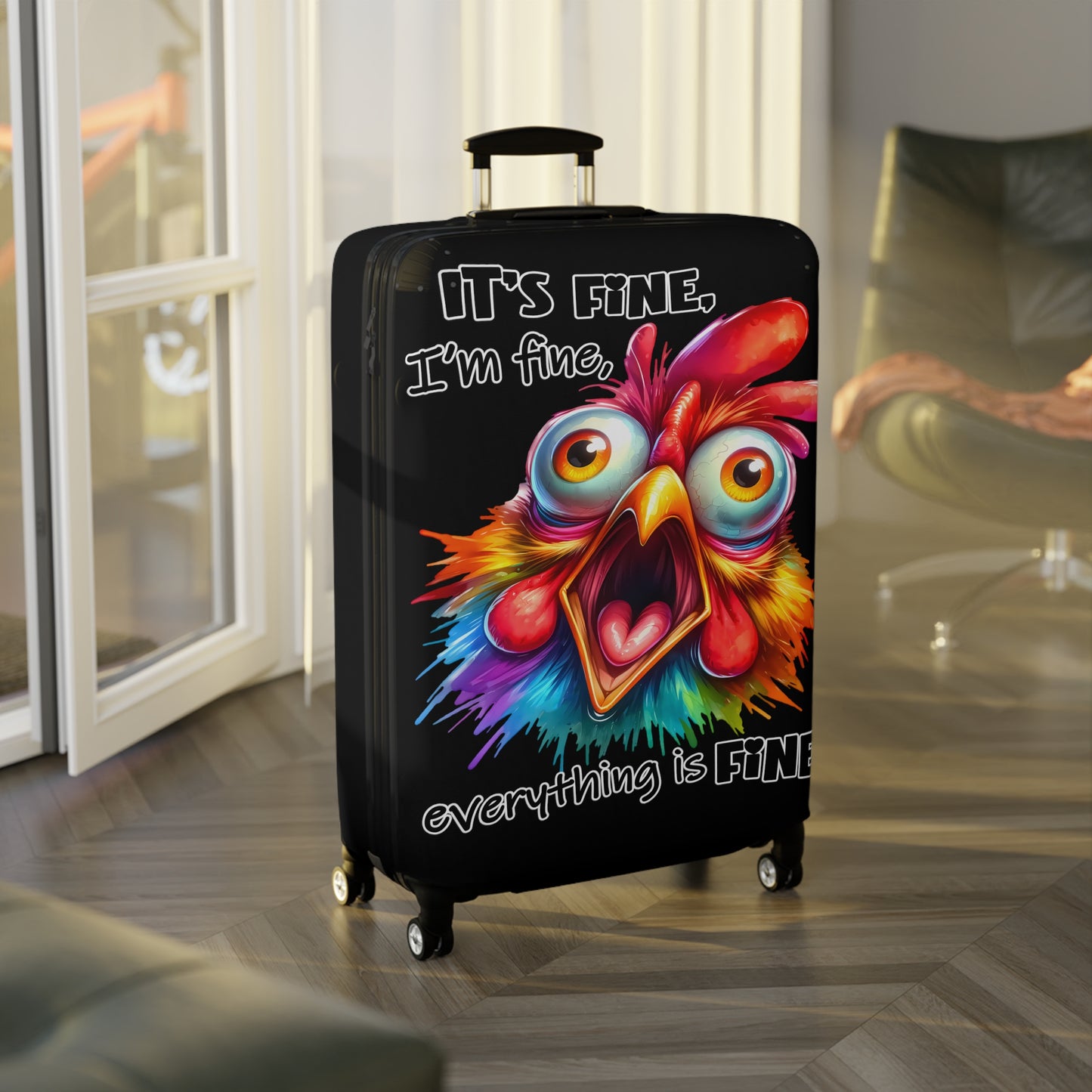 Luggage Cover, Chicken, It's Fine I'm Fine, awd-4034