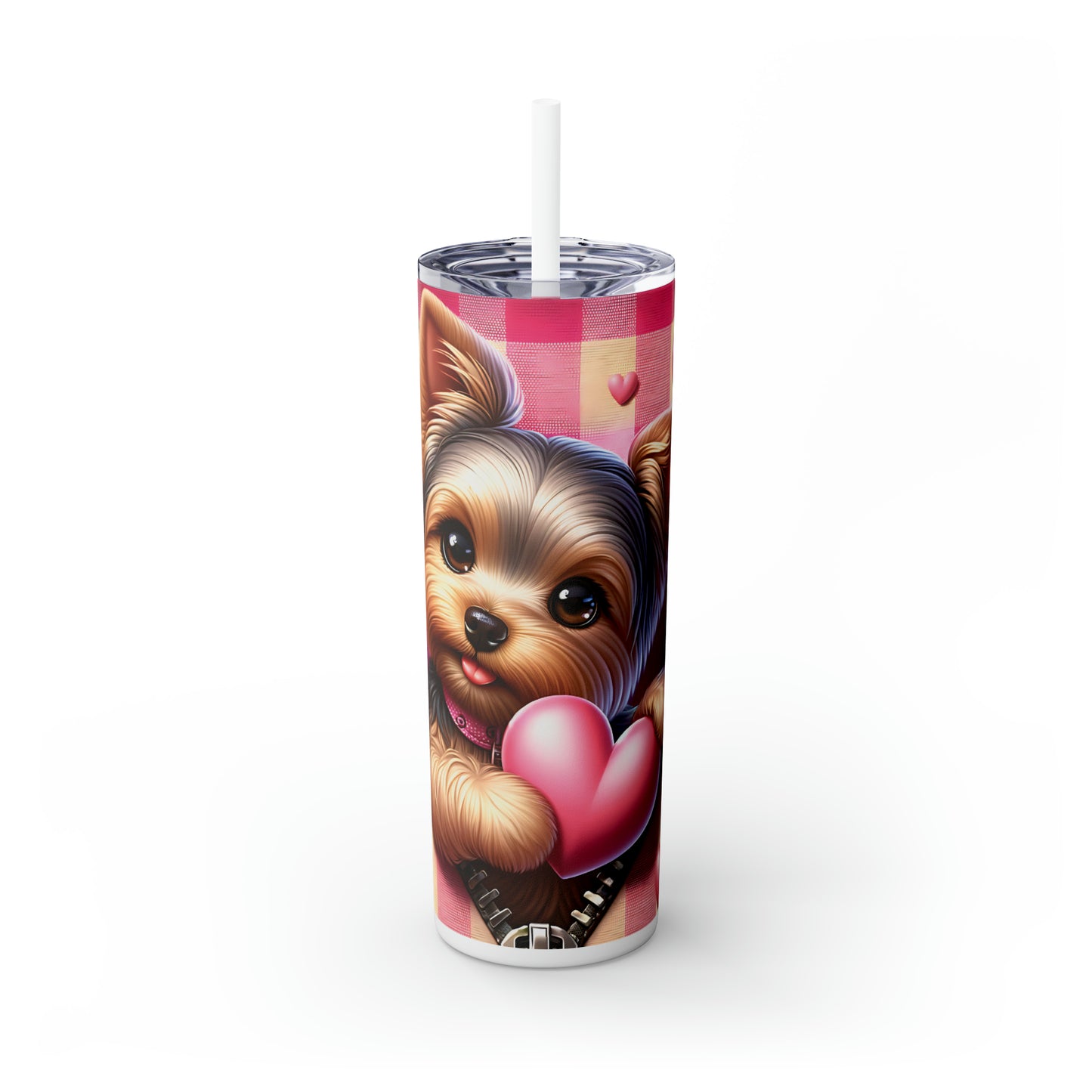 Skinny Tumbler with Straw, 20oz, Dog, Valentines Day, awd-1147