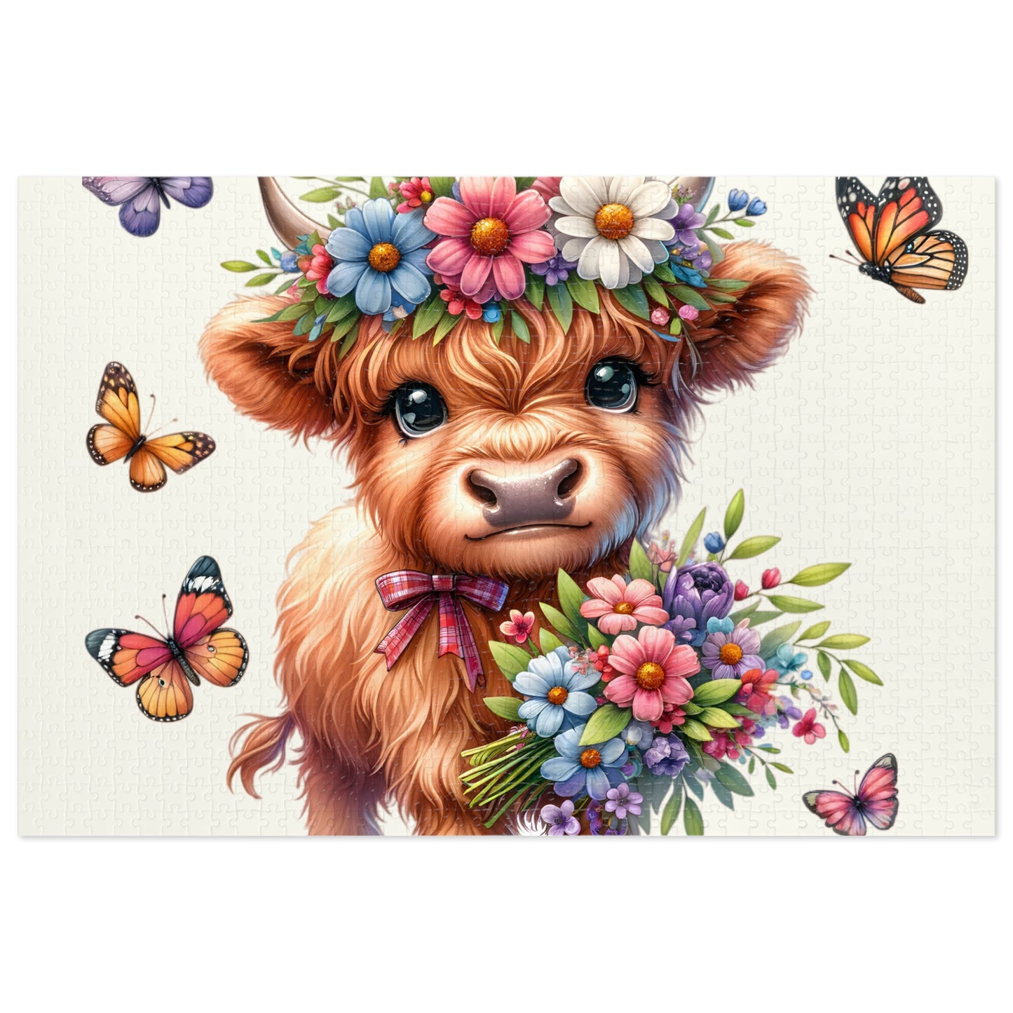 Jigsaw Puzzle, Highland Cow, Personalised/Non-Personalised (30, 110, 252, 500,1000-Piece)