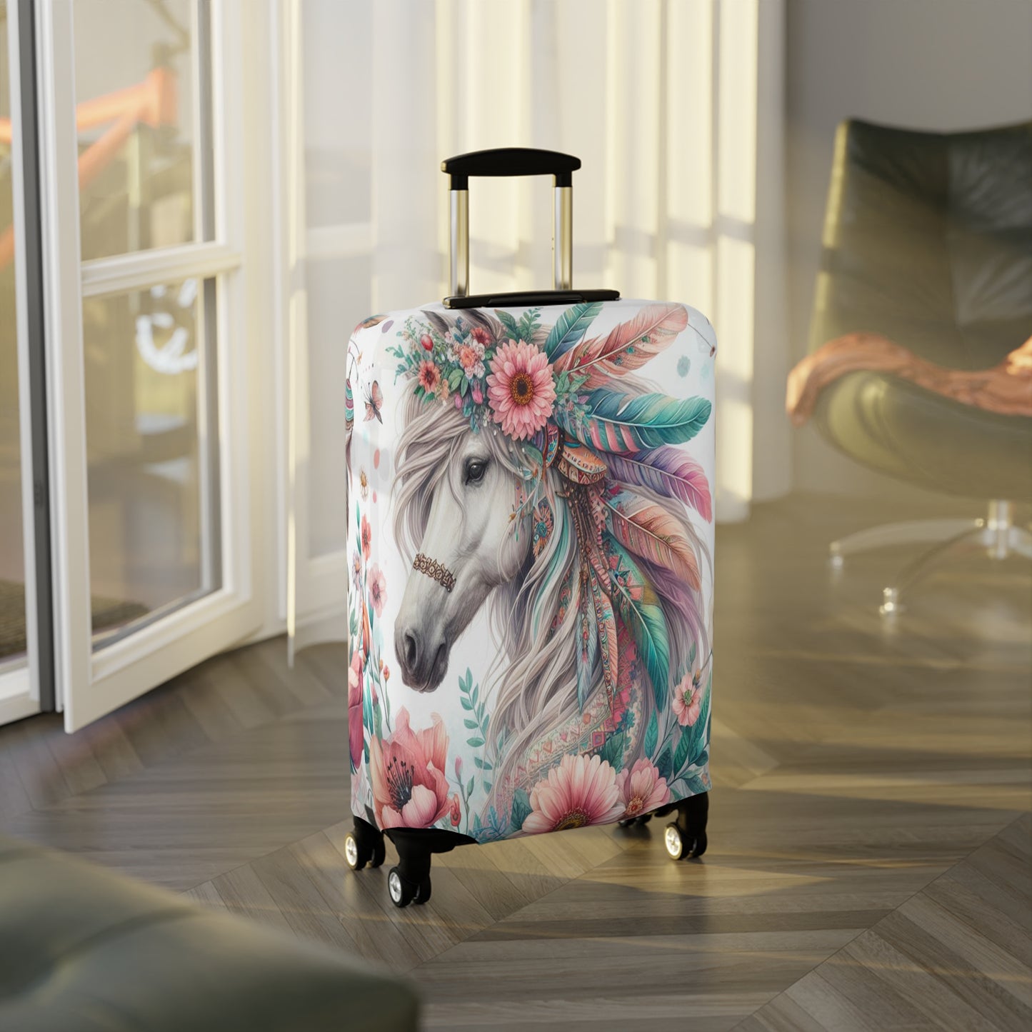 Luggage Cover, Country and Western, Boho Floral Horse, awd-1734