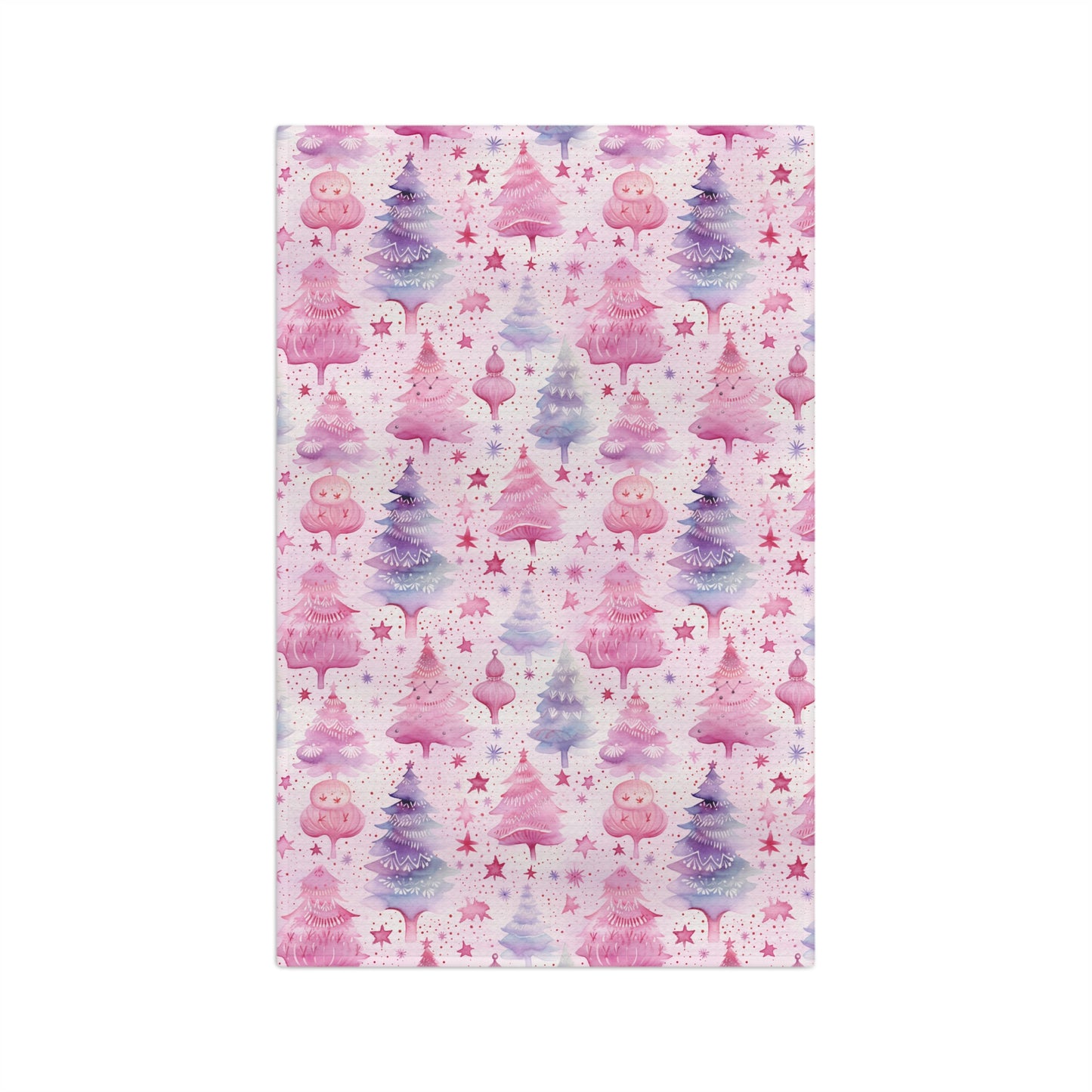 Microfiber Tea Towel, Pink Christmas Trees