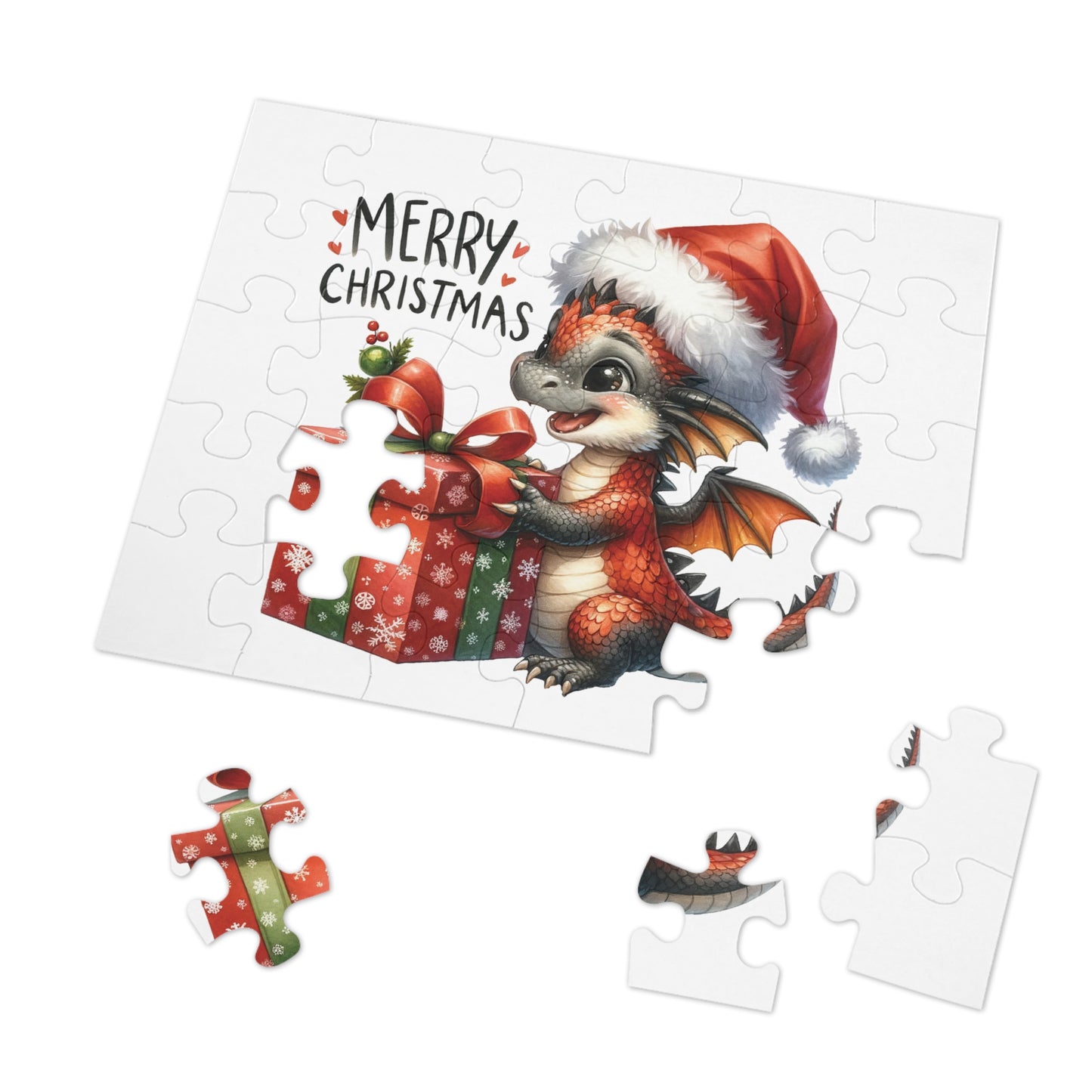 Jigsaw Puzzle, Christmas, Dragon, Personalised/Non-Personalised (30, 110, 252, 500,1000-Piece)