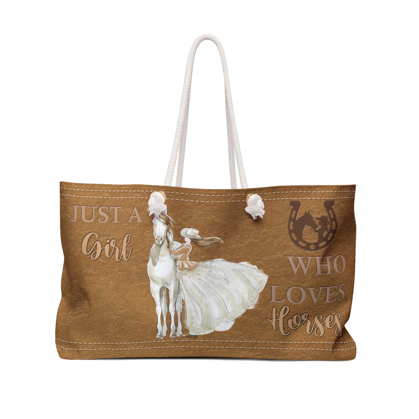 Personalised Weekender Bag, Western, Just a Girl Who loves Horses, Large Weekender Bag, Beach Bag, Book Bag