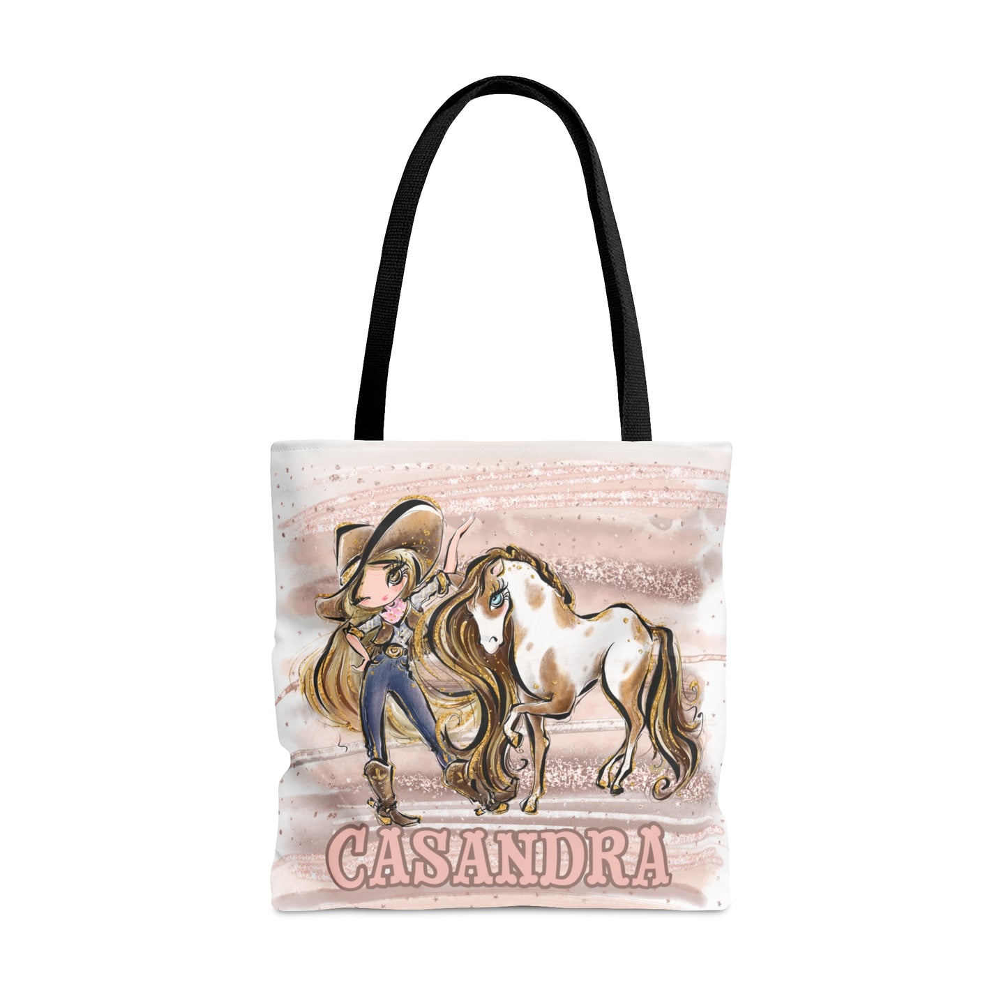 Personalised Tote Bag, Cowgirl & Horse, Blonde Hair, Brown Eyes, Tote bag