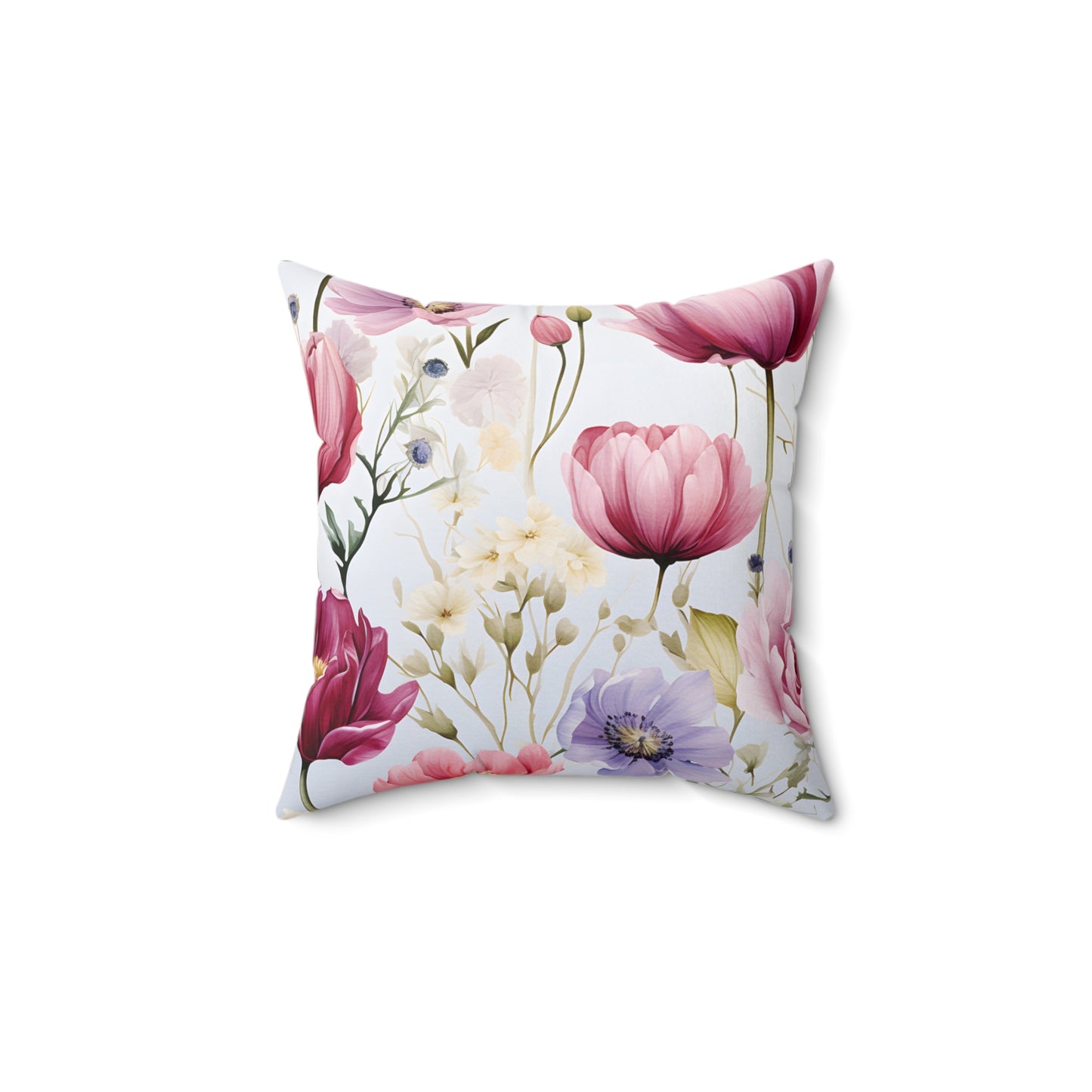 Polyester Square Pillow, Floral Cushion