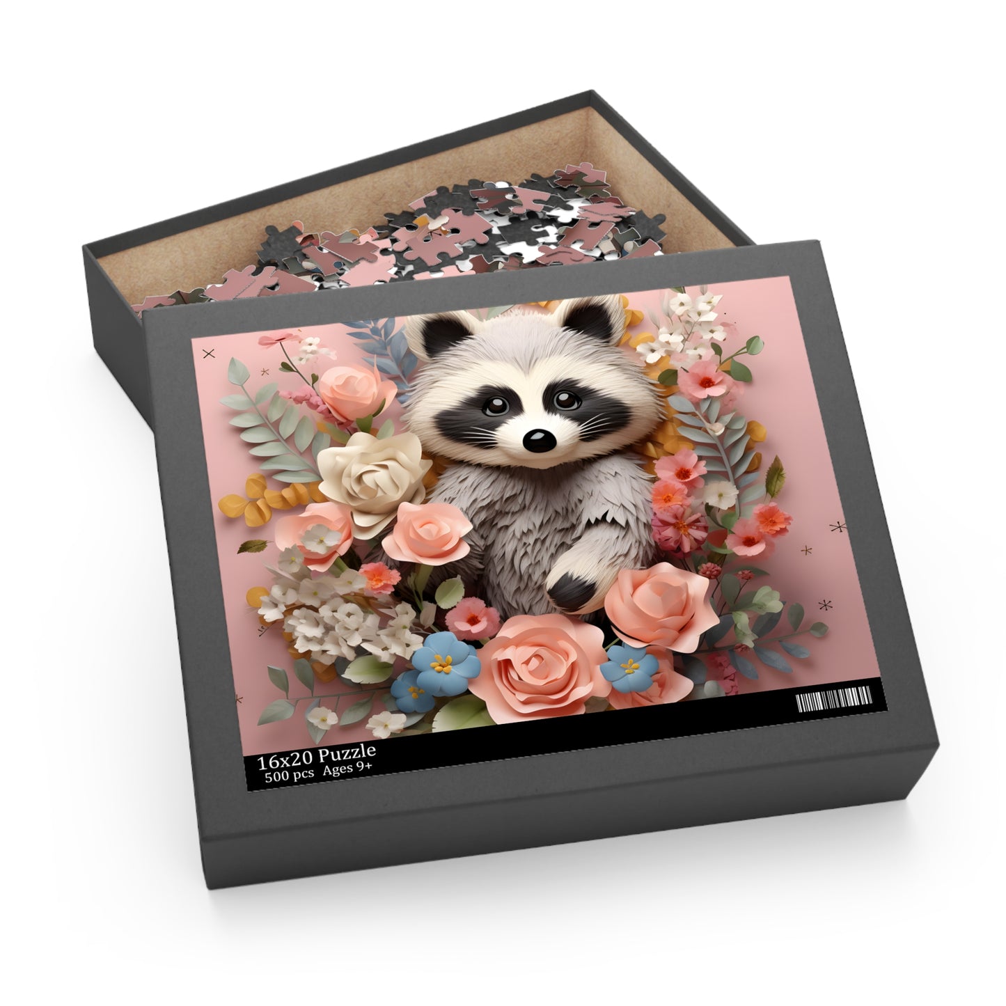 Personalised/Non-Personalised Puzzle, Racoon (120, 252, 500-Piece)