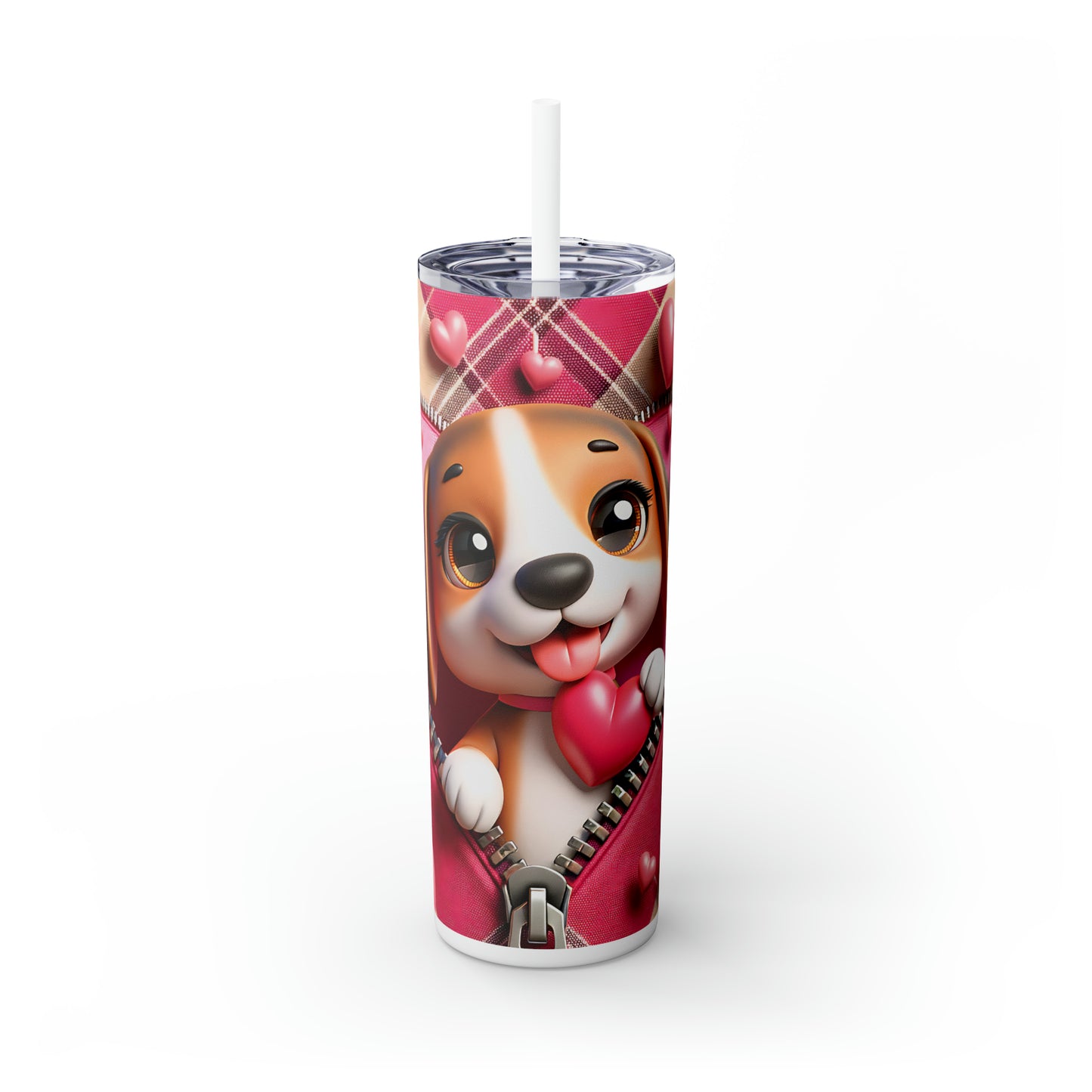 Skinny Tumbler with Straw, 20oz, Dog, Valentines Day, awd-1135