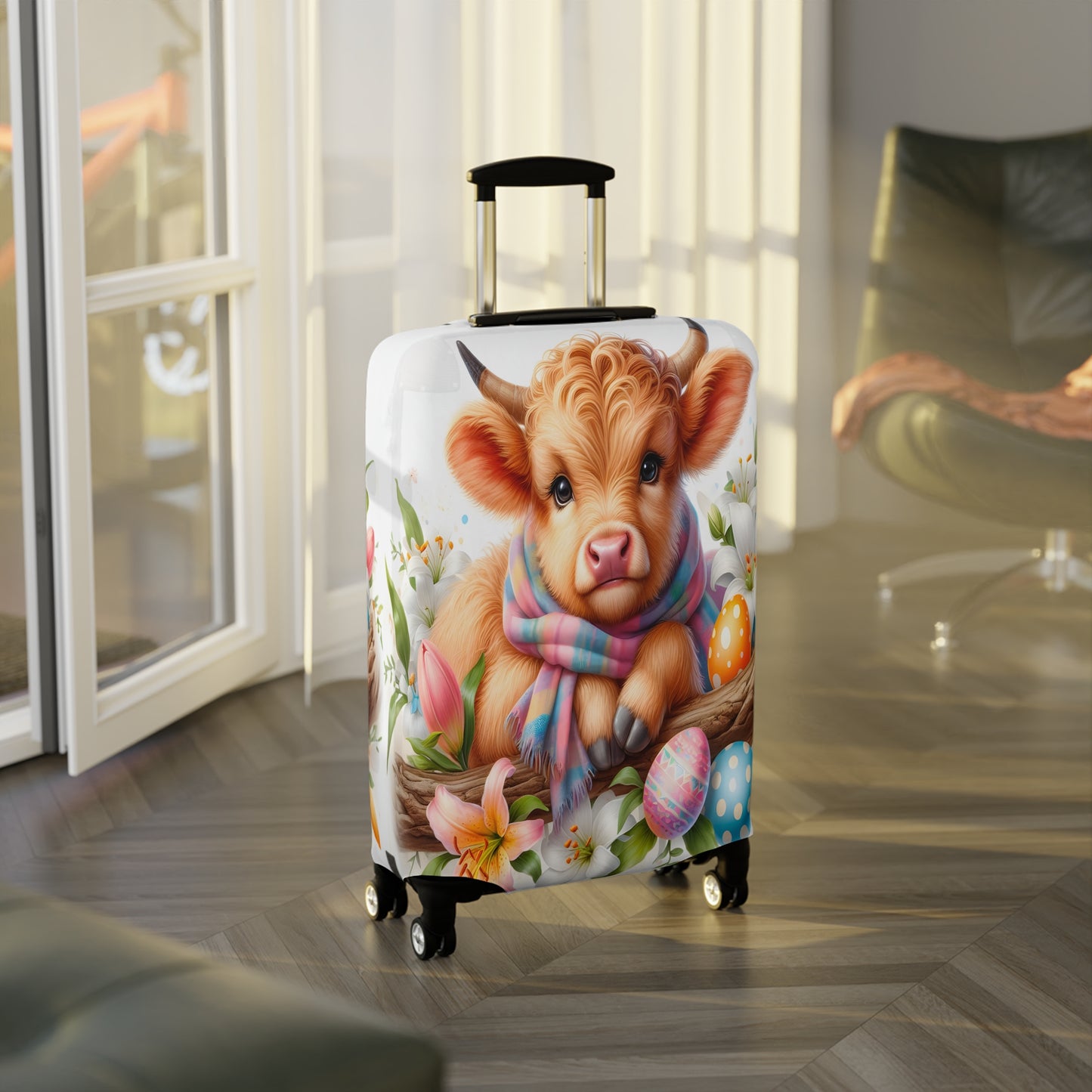 Luggage Cover, Easter, Highland Cow, awd-1621