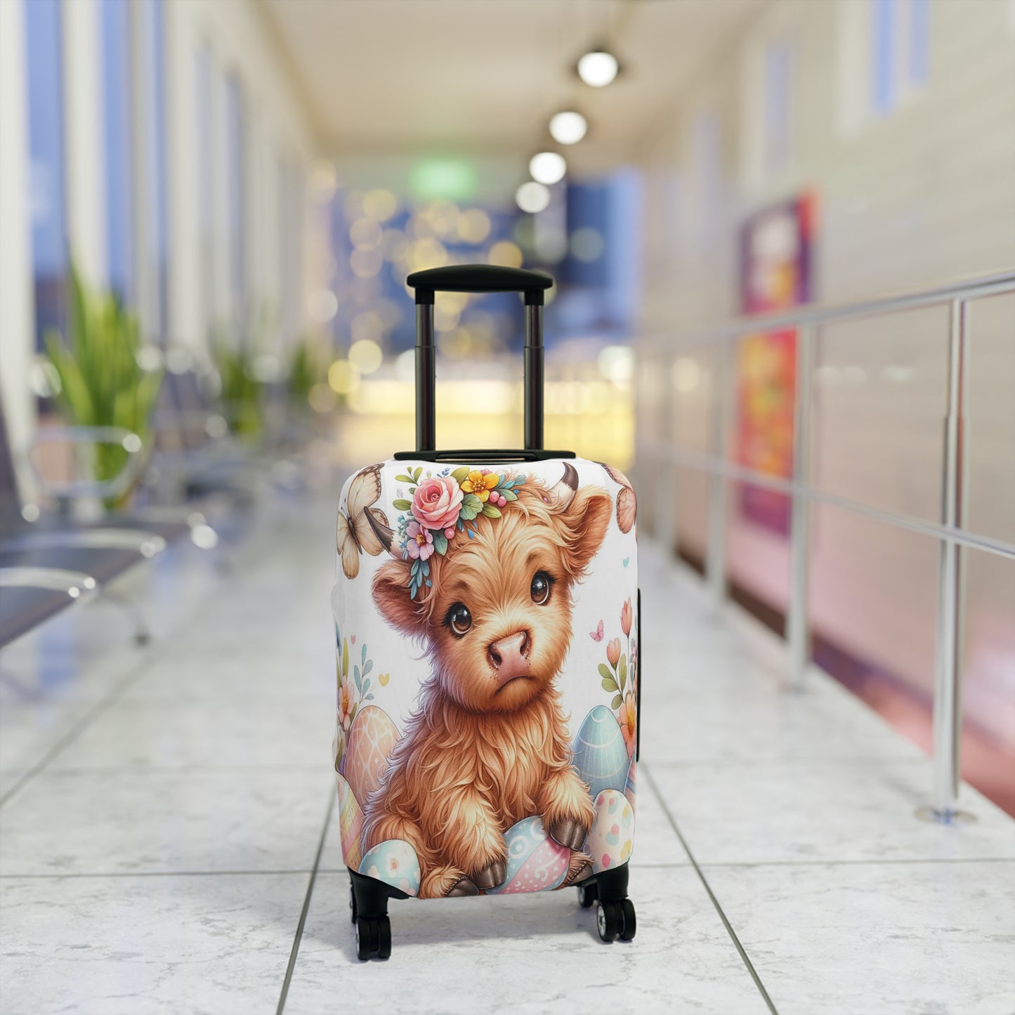 Luggage Cover, Easter, Highland Cow, awd-1061