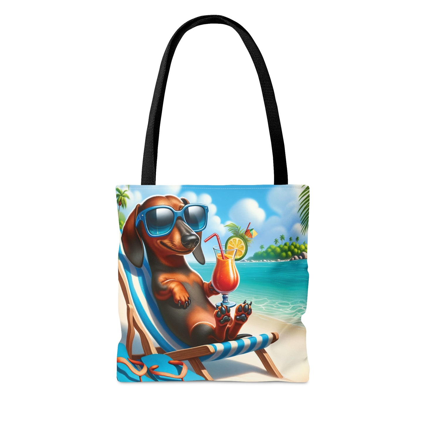 Tote Bag, Dog on Beach, Dachshund, Tote bag, awd-1208