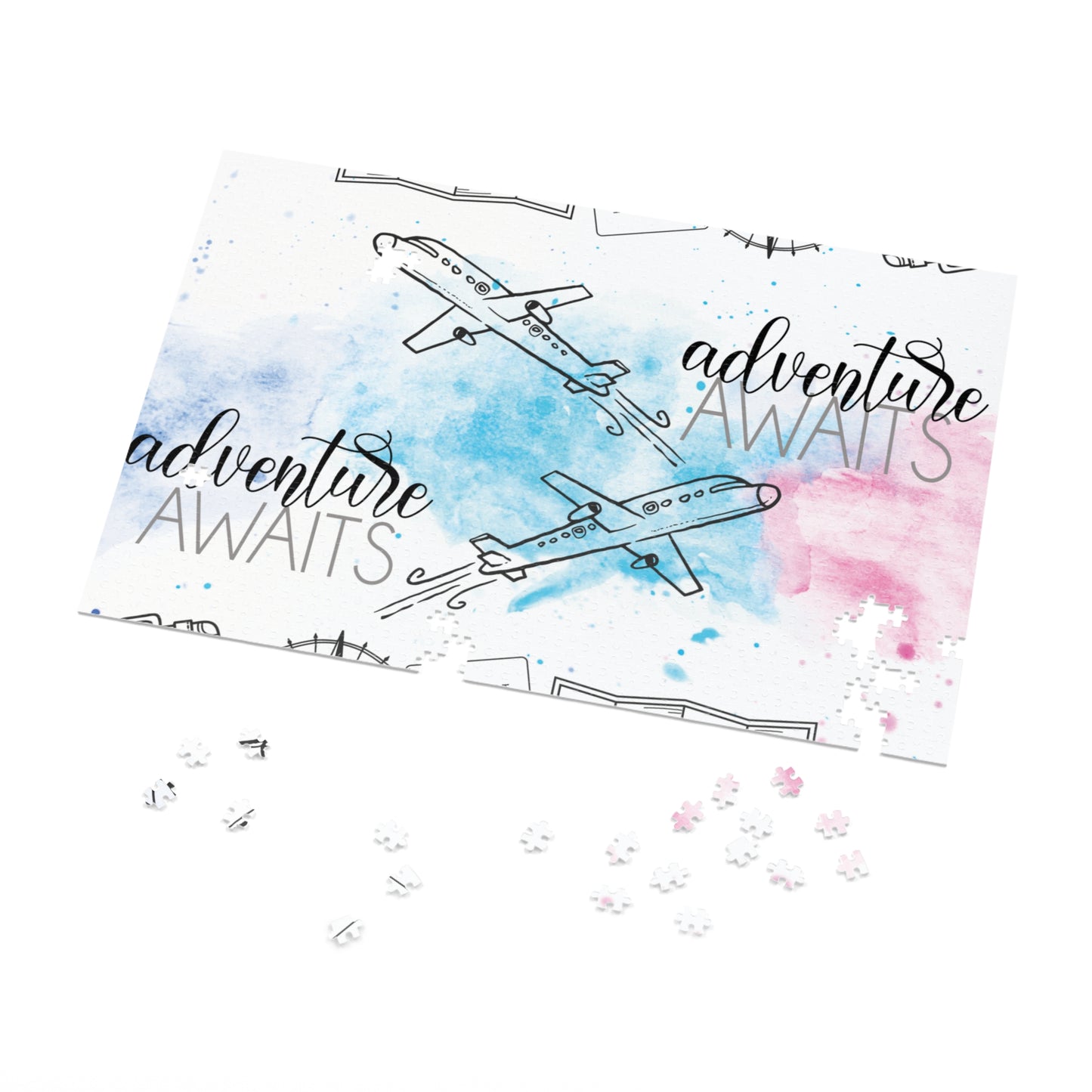 Jigsaw Puzzle, Travel, Adventure Awaits, Personalised/Non-Personalised (30, 110, 252, 500,1000-Piece)