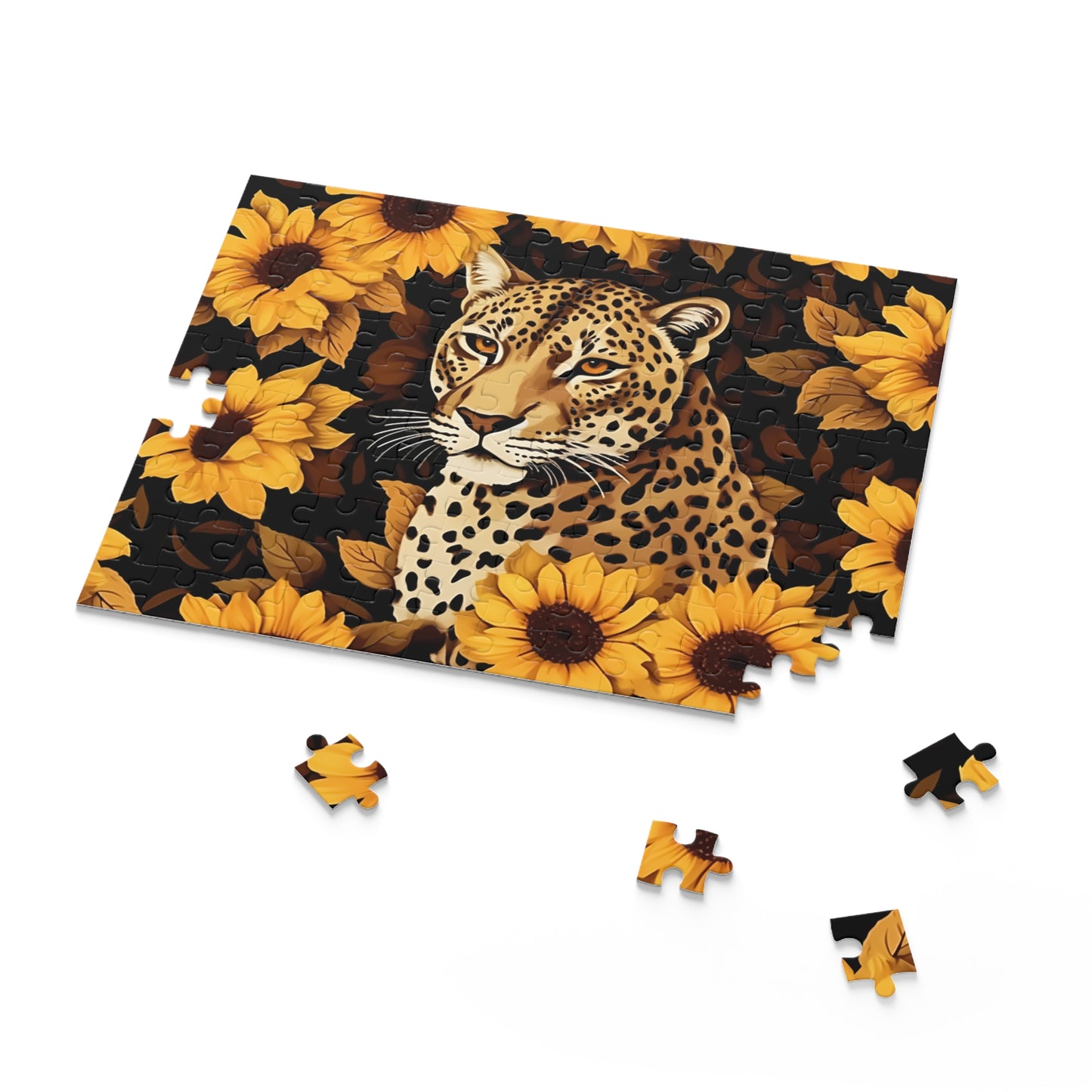 Personalised/Non-Personalised Puzzle, Floral, Sunflowers, Leopard (120, 252, 500-Piece)