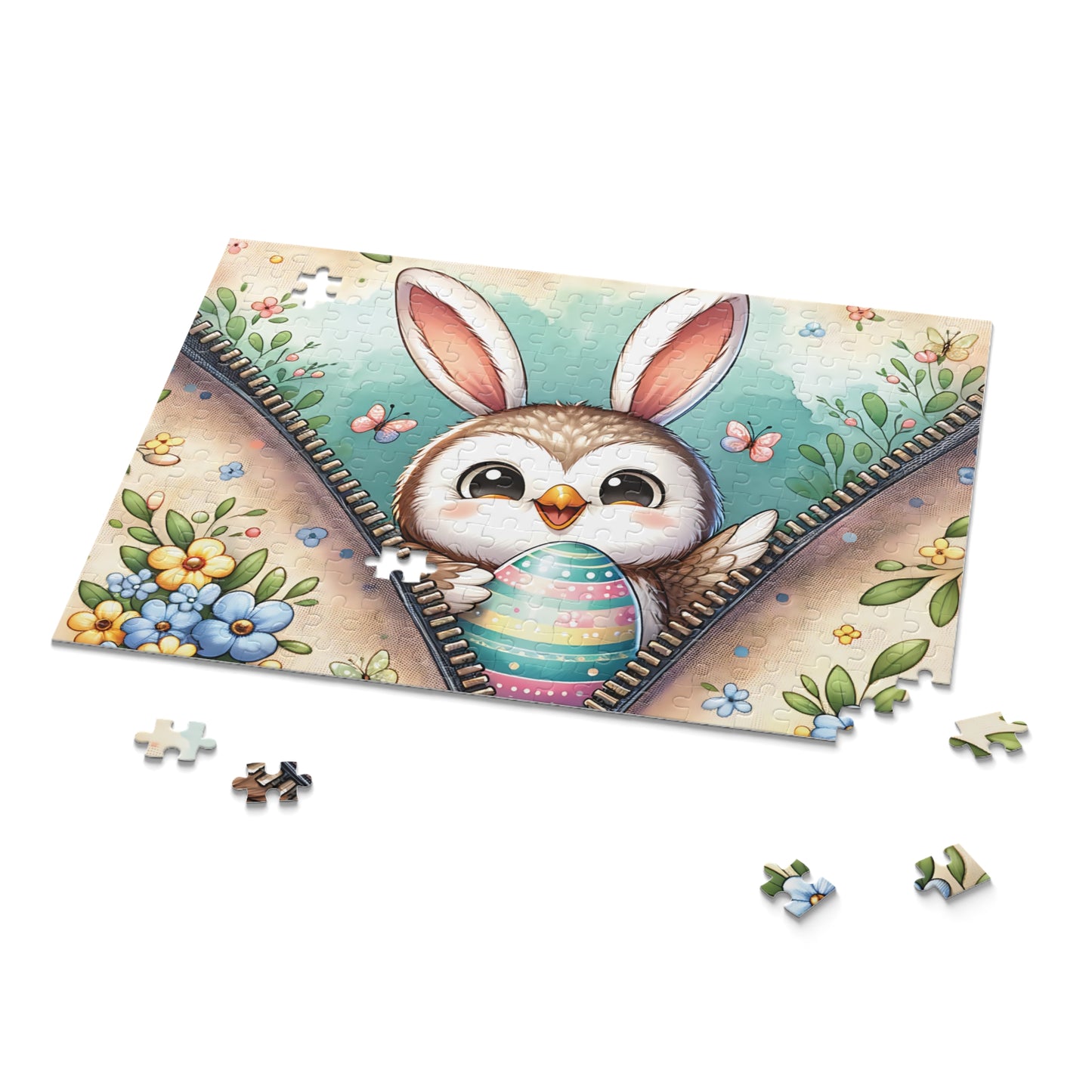 Personalised/Non-Personalised Puzzle, Easter, Owl with Bunny ears (120, 252, 500-Piece)