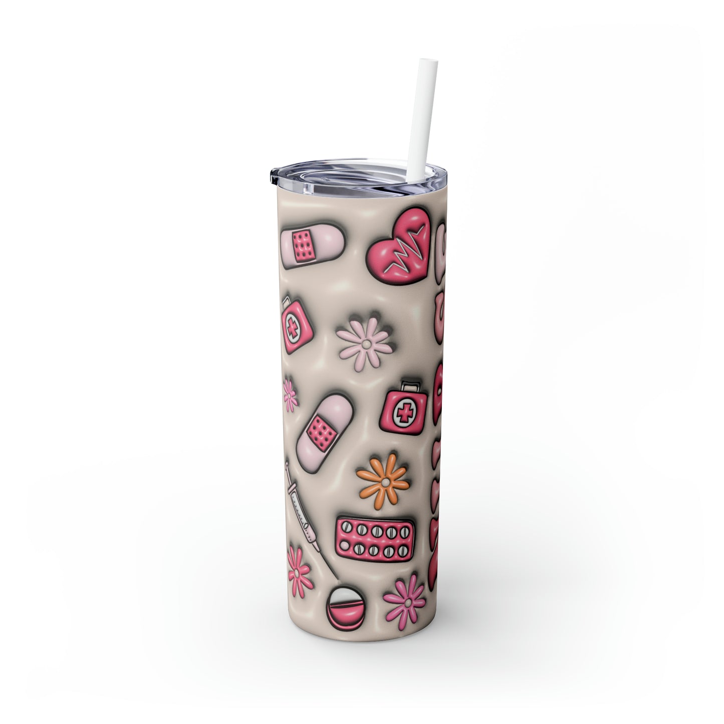 Skinny Tumbler with Straw, 20oz, Nurse