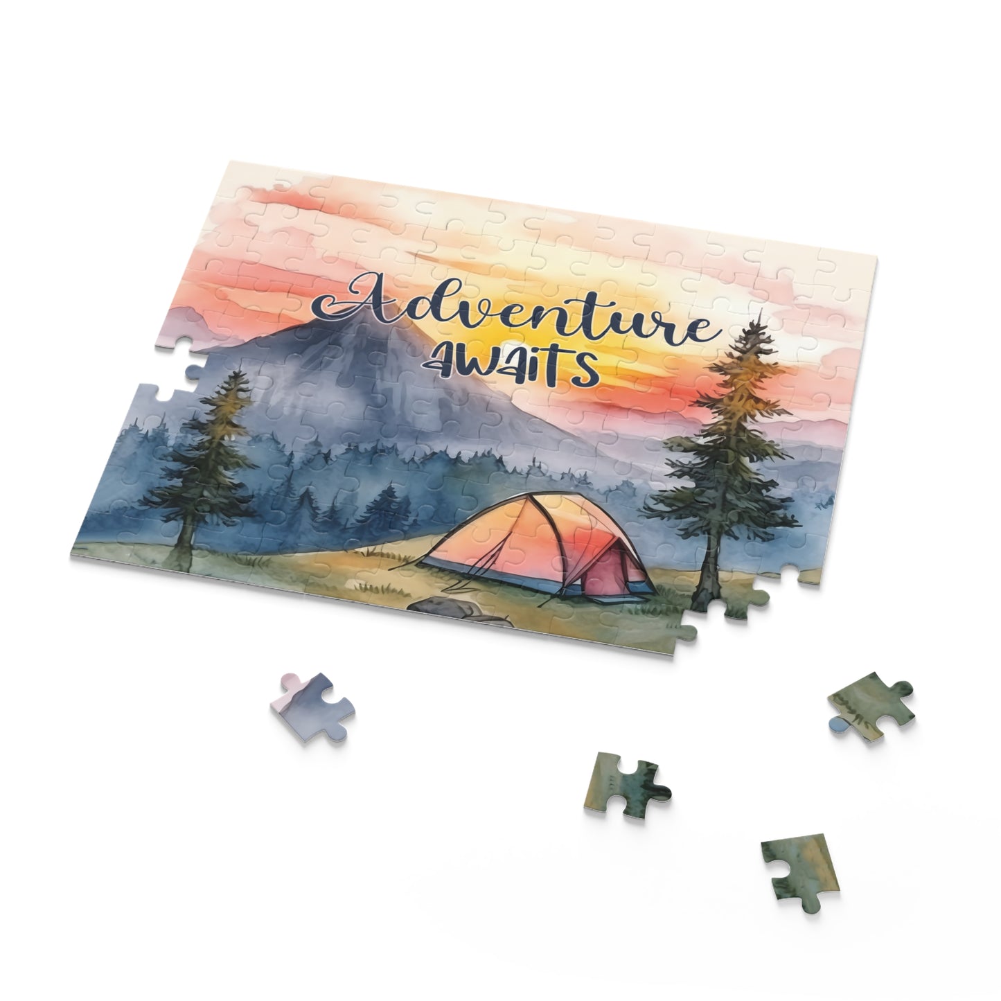 Personalised/Non-Personalised Puzzle, Camping, Adventure Awaits (120, 252, 500-Piece)