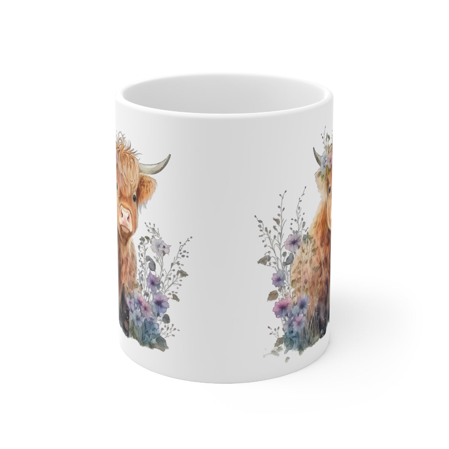 Personalised/Non Personalised Highland Cow, Ceramic Mug 11oz, Highland Cow Mug