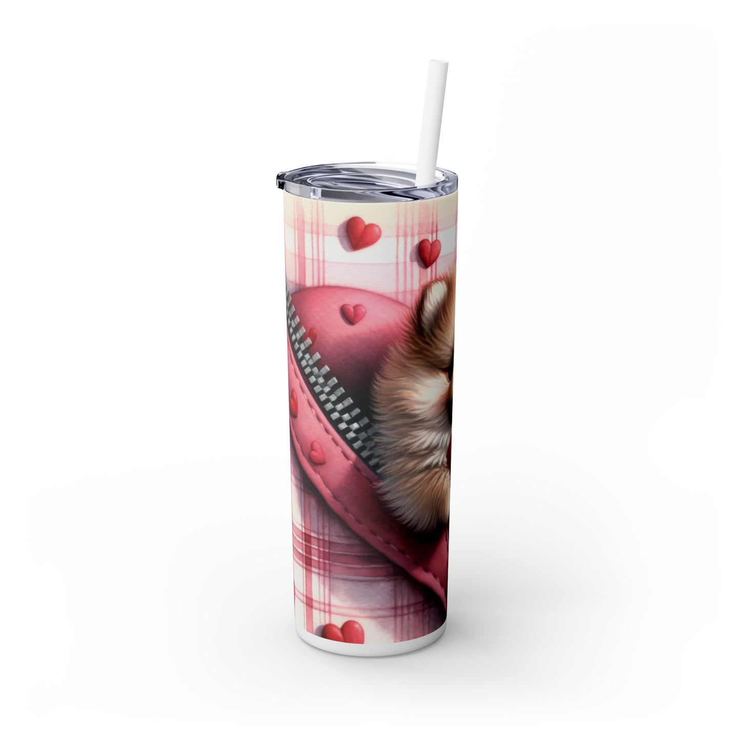 Skinny Tumbler with Straw, 20oz, Dog, Valentines Day, awd-830