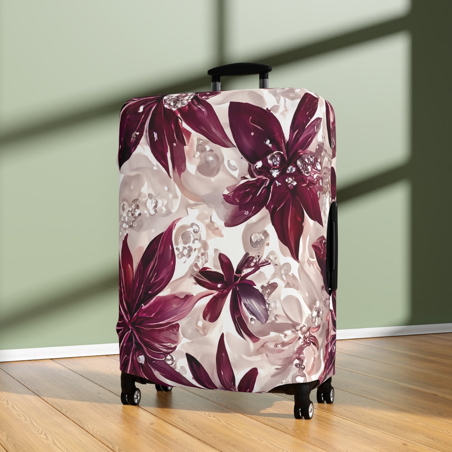 Luggage Cover, Burgundy Floral