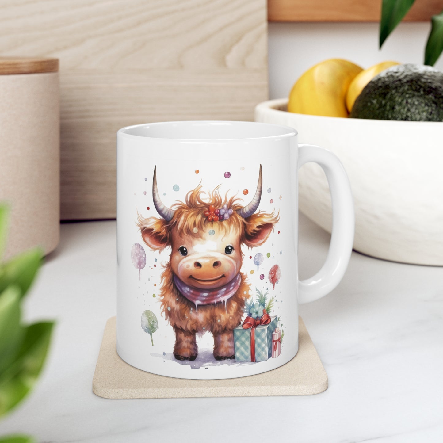 Personalised/Non Personalised Highland Cow, Ceramic Mug 11oz, Highland Cow Mug