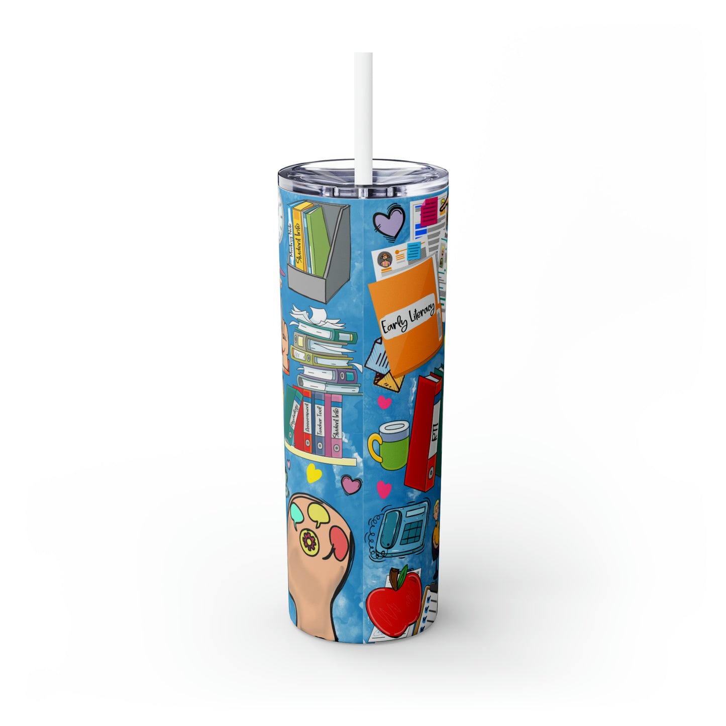 Skinny Tumbler with Straw, 20oz, Teacher, School Psychologist