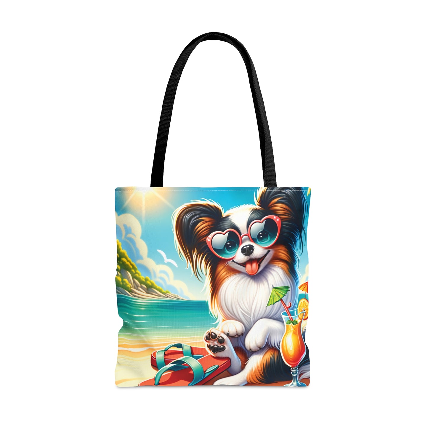 Tote Bag, Dog on Beach, Old Papillon, Tote bag,  awd-1229