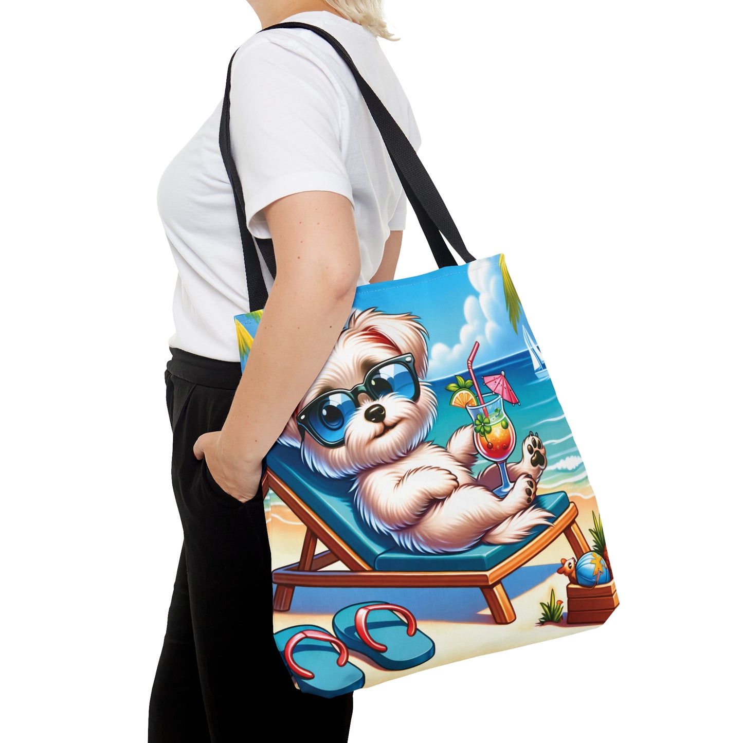 Tote Bag, Dog on Beach, Maltese, Tote bag, awd-1222