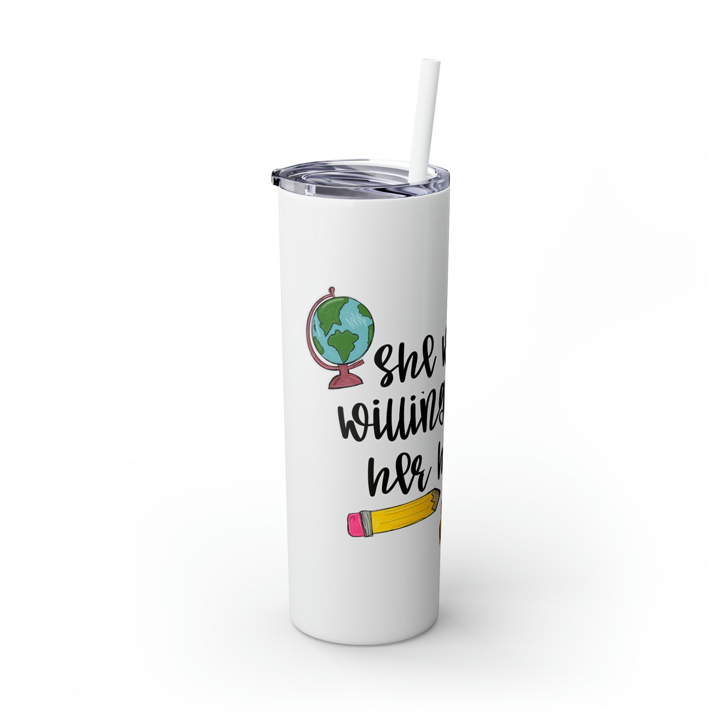 Skinny Tumbler with Straw, 20oz, Teacher