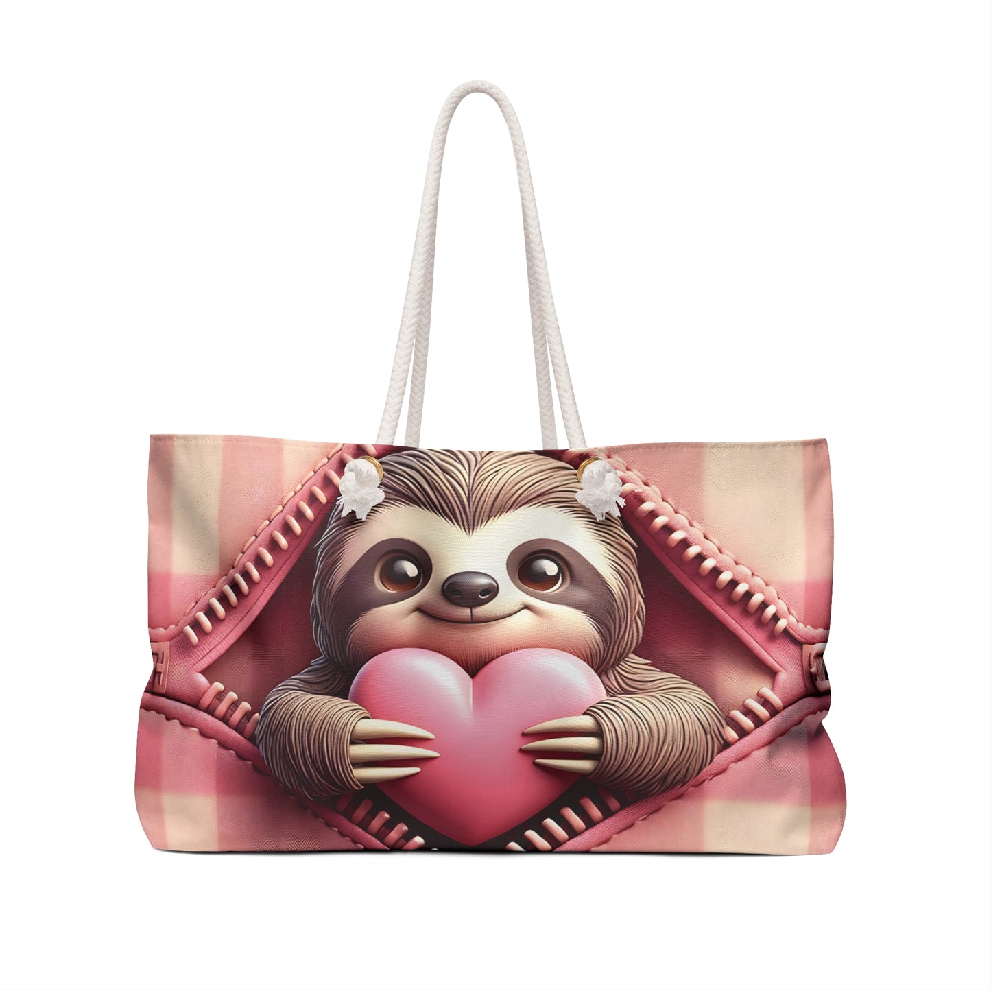 Personalised/Non-Personalised Weekender Bag, Cute Sloth, Valentines Day, Large Weekender Bag, Beach Bag, Book Bag