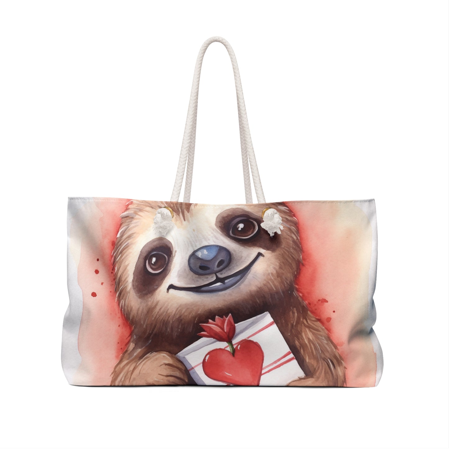 Personalised/Non-Personalised Weekender Bag, Sloth, Large Weekender Bag, Beach Bag, Book Bag