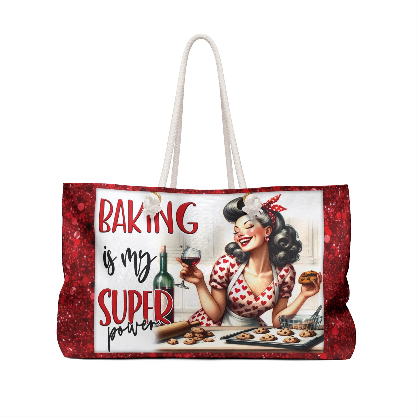 Personalised/Non-Personalised Weekender Bag, Baking Is my Super Power, Large Weekender Bag, Beach Bag, Book Bag