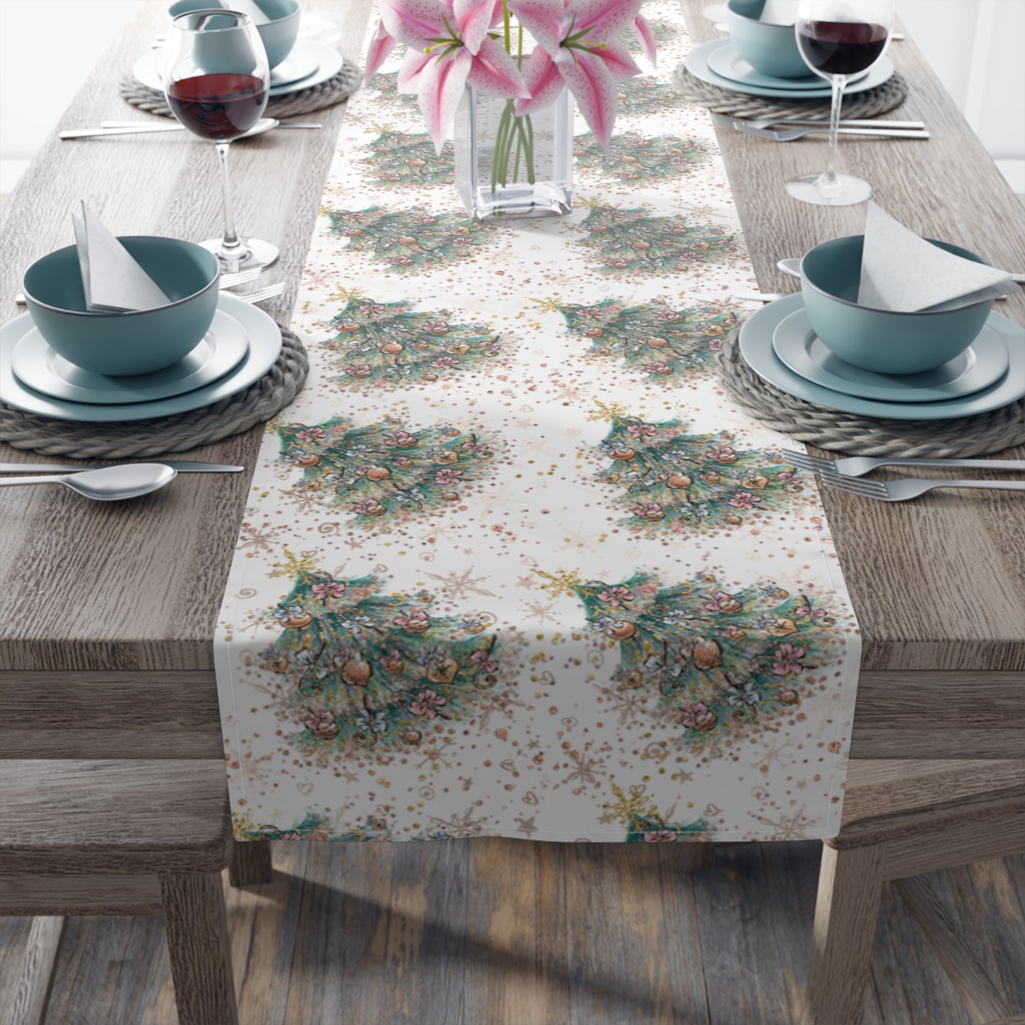 Christmas Tree Table Runner, Cotton Twill and Poly Available