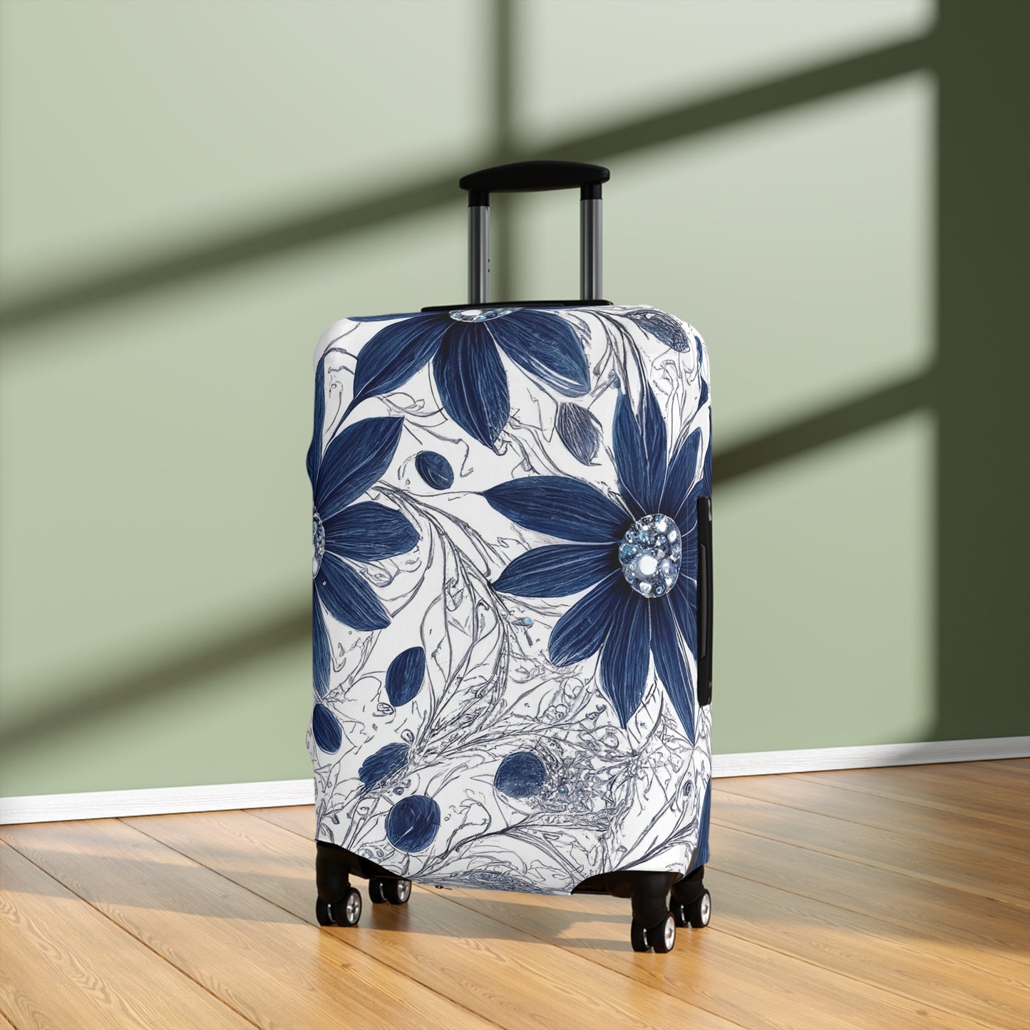 Luggage Cover, Blue Floral-3