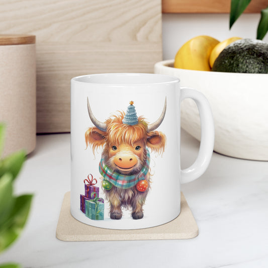 Personalised/Non Personalised Highland Cow, Ceramic Mug 11oz, Highland Cow Mug