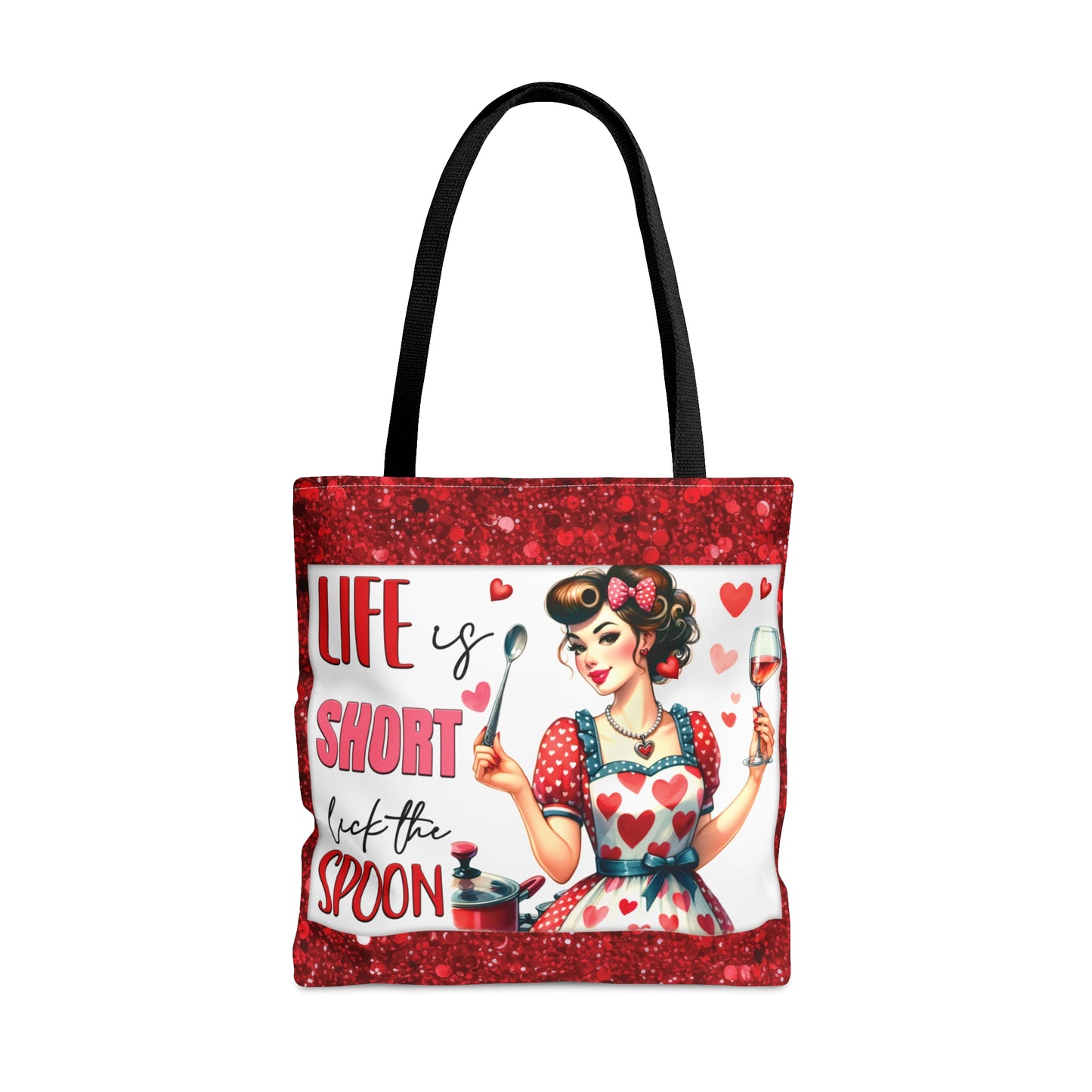 Tote Bag, Retro, Life is Short Lick the Spoon